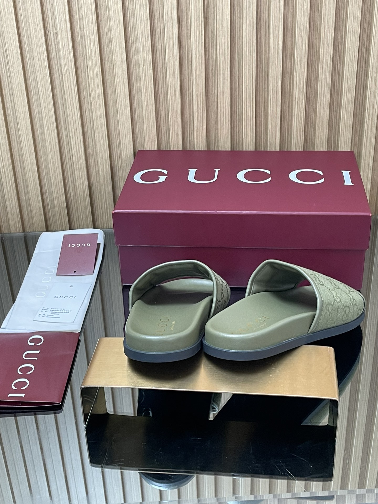 GUCCI グッチ フラットシューズ シルク 軽量 オールシーズン グリーン - 画像 5