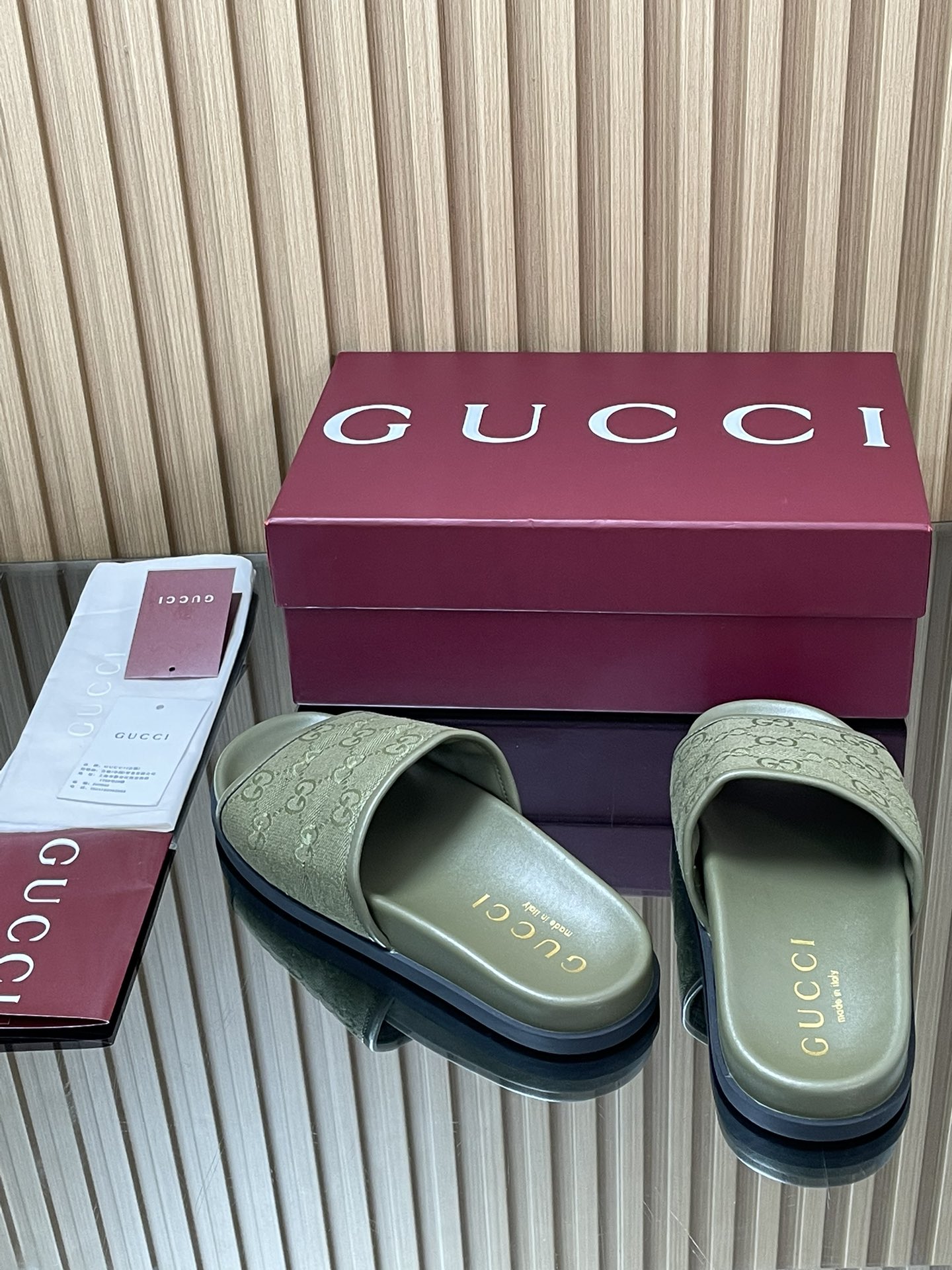 GUCCI グッチ フラットシューズ シルク 軽量 オールシーズン グリーン - 画像 6