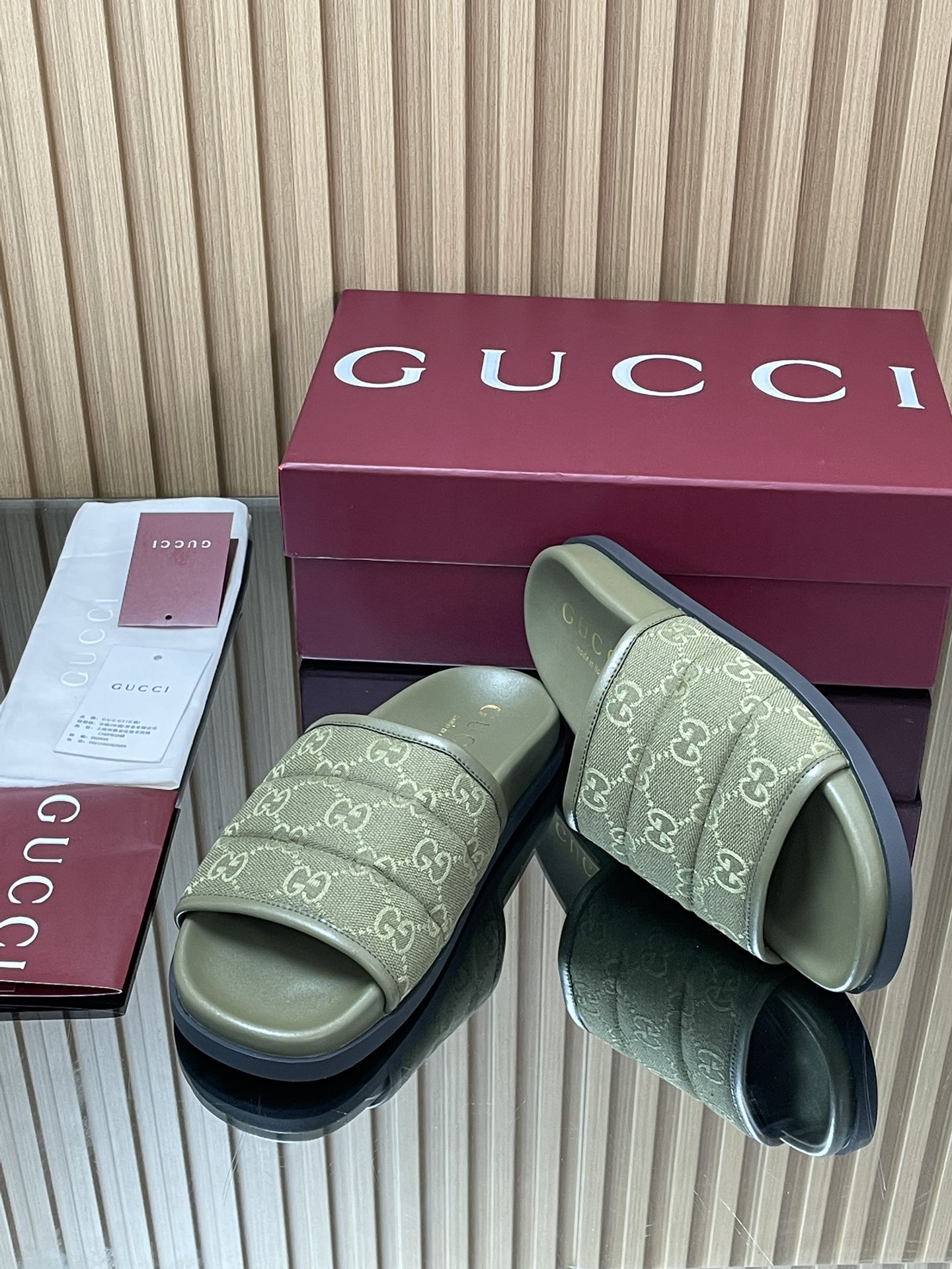 GUCCI グッチ フラットシューズ シルク 軽量 オールシーズン グリーン - 画像 7