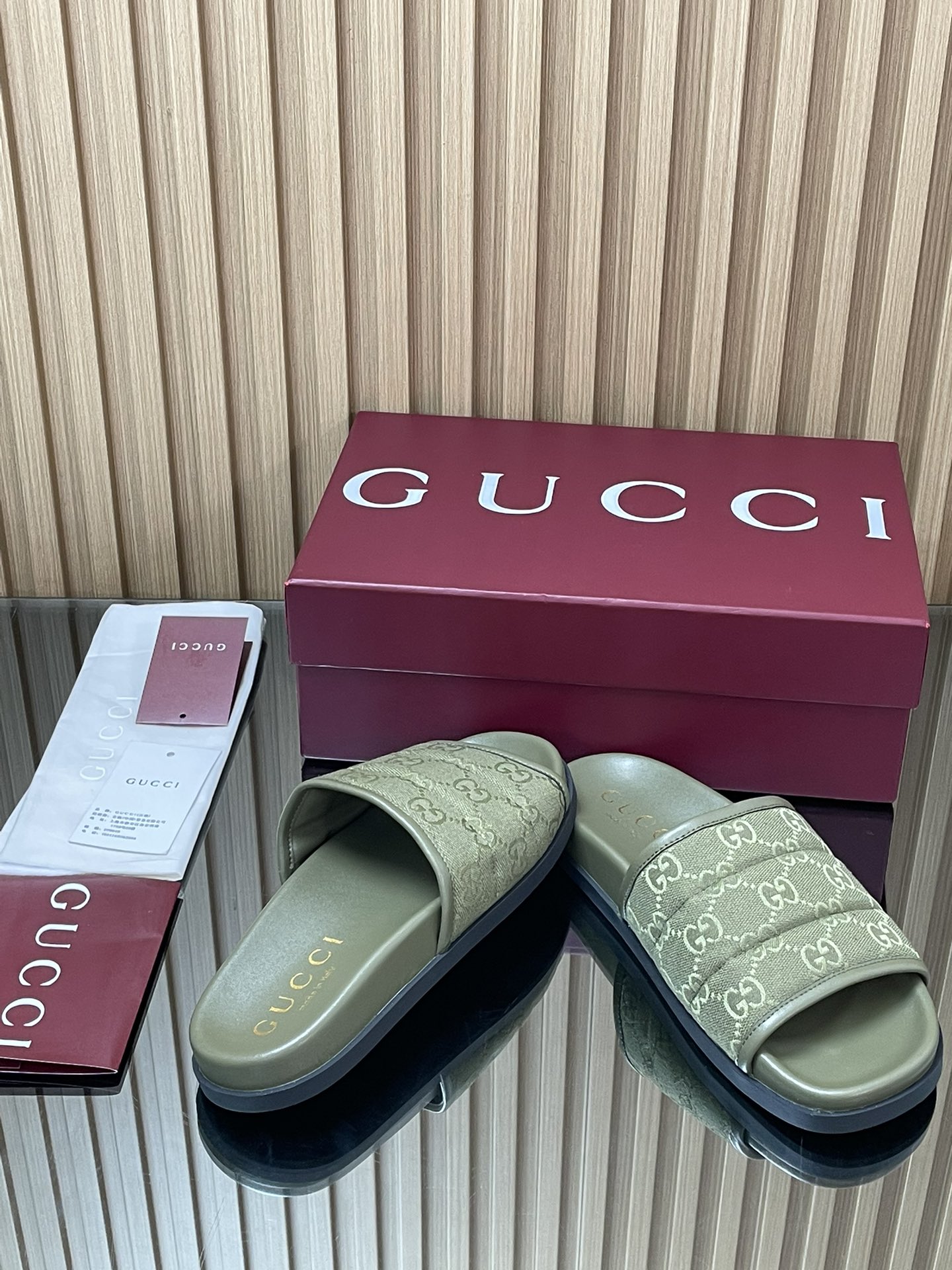 GUCCI グッチ フラットシューズ シルク 軽量 オールシーズン グリーン - 画像 8