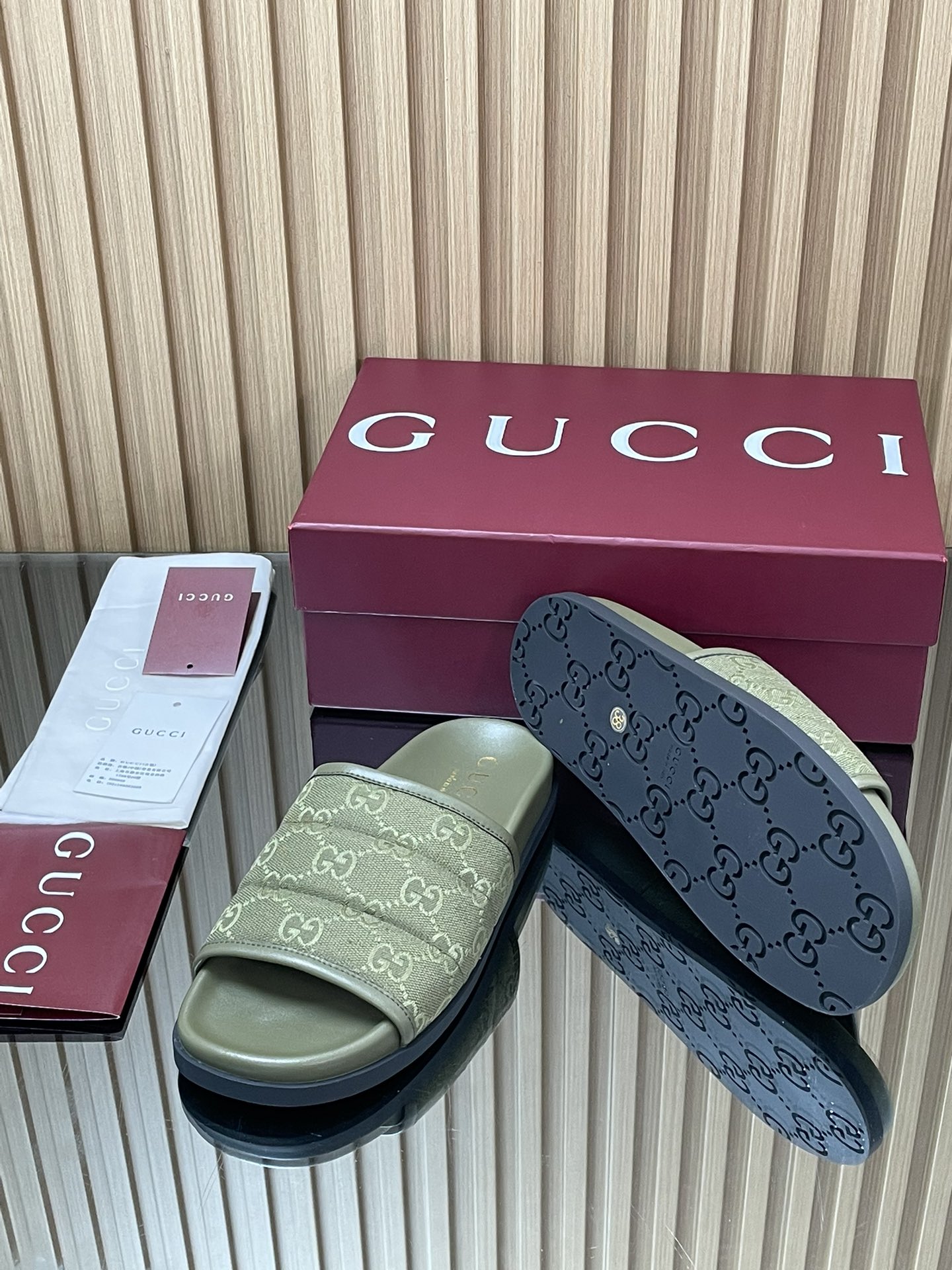 GUCCI グッチ フラットシューズ シルク 軽量 オールシーズン グリーン - 画像 9