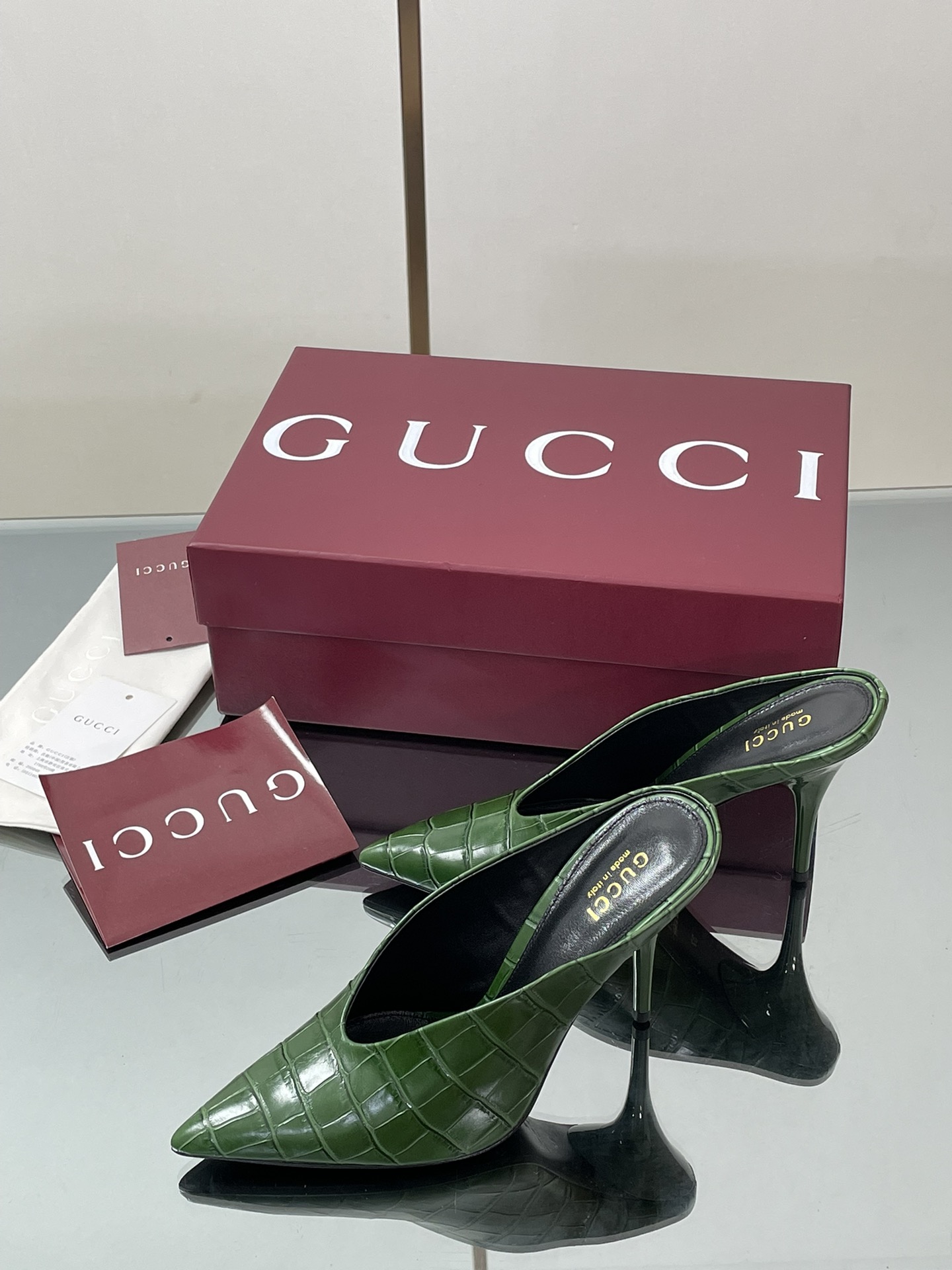 GUCCI グッチ フラットシューズ 本革 ハイヒール グリーン 全1色 - 画像 5