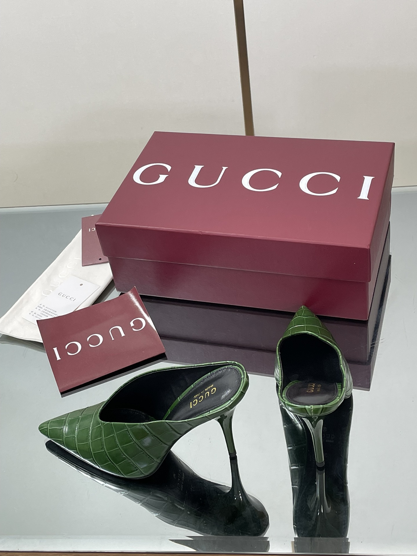 GUCCI グッチ フラットシューズ 本革 ハイヒール グリーン 全1色 - 画像 6
