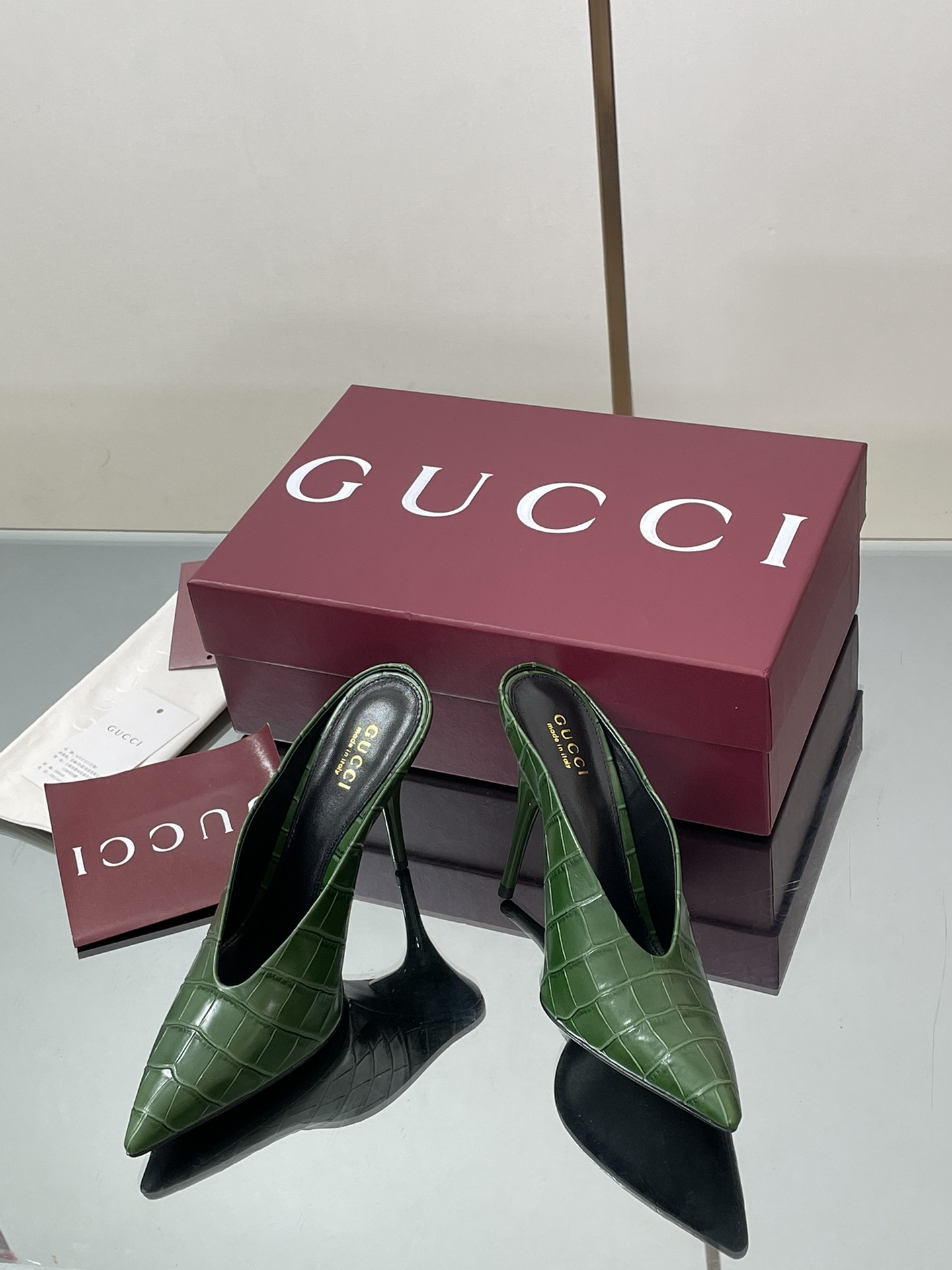 GUCCI グッチ フラットシューズ 本革 ハイヒール グリーン 全1色 - 画像 7