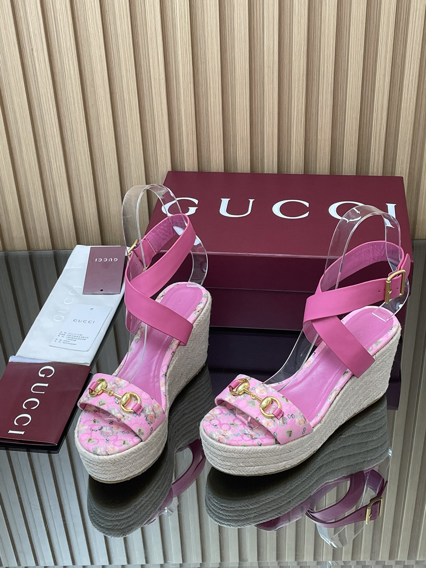 GUCCI グッチ フラットシューズ フラワー柄 エスパドリーユ ピンク 全1色 - 画像 3