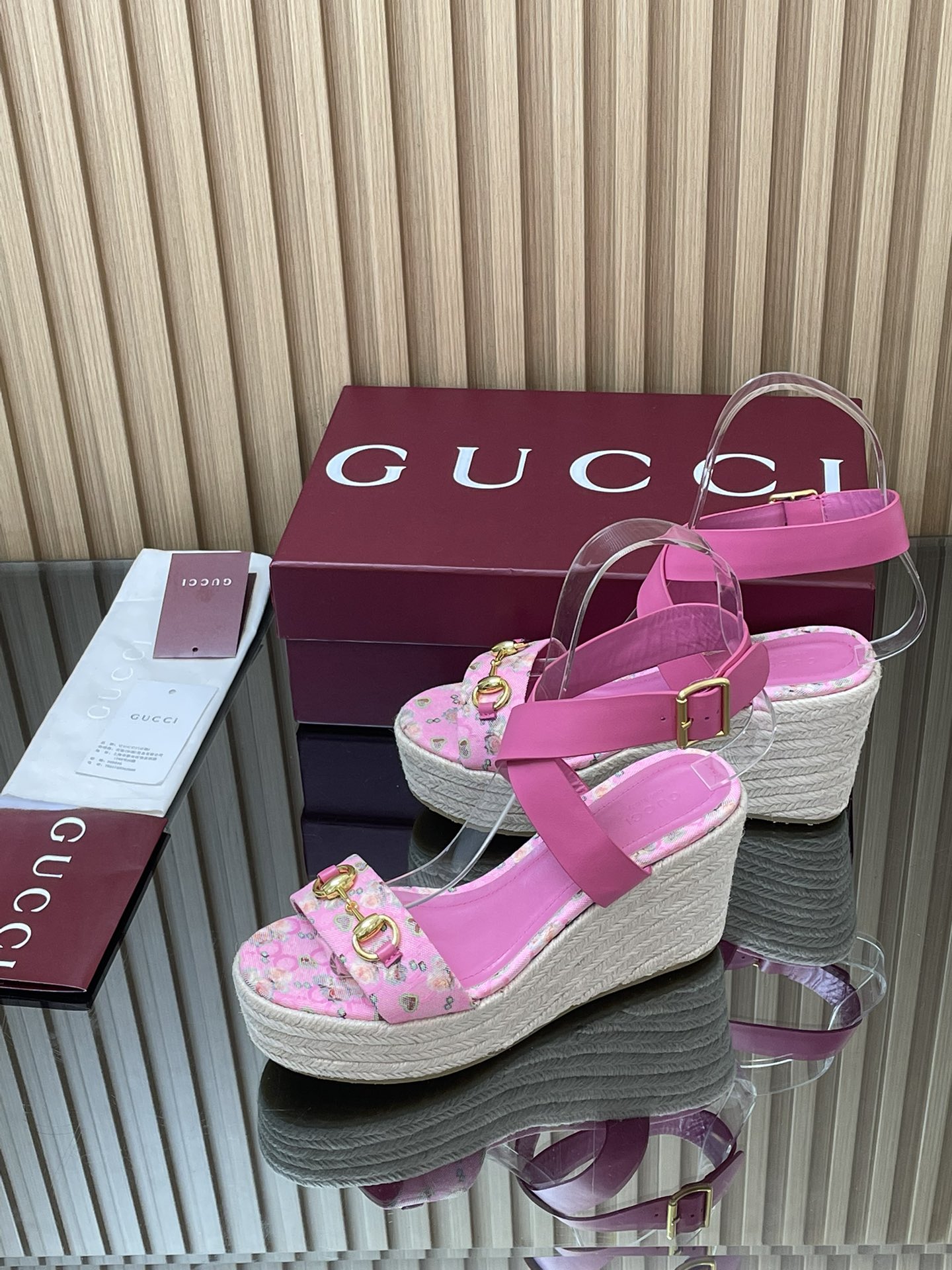 GUCCI グッチ フラットシューズ フラワー柄 エスパドリーユ ピンク 全1色 - 画像 4