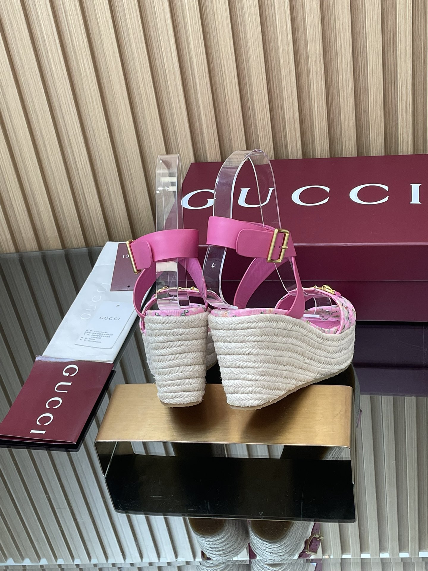 GUCCI グッチ フラットシューズ フラワー柄 エスパドリーユ ピンク 全1色 - 画像 5