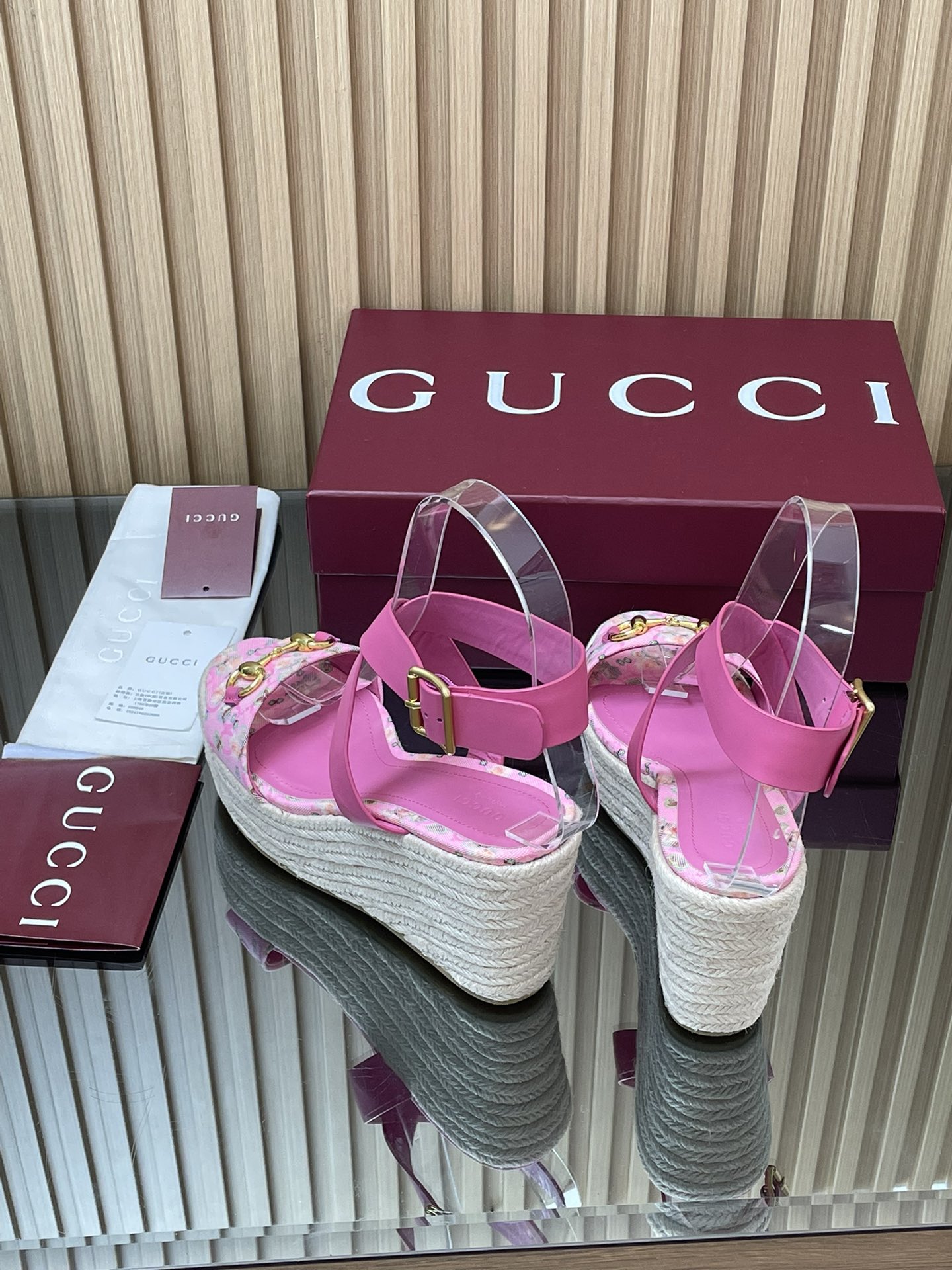 GUCCI グッチ フラットシューズ フラワー柄 エスパドリーユ ピンク 全1色 - 画像 6