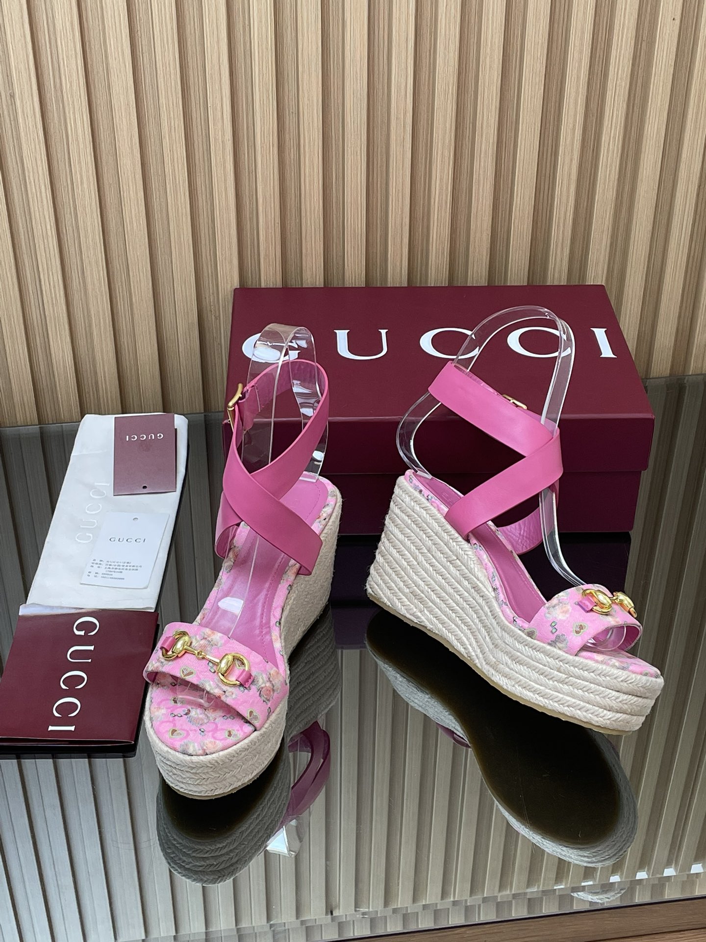 GUCCI グッチ フラットシューズ フラワー柄 エスパドリーユ ピンク 全1色 - 画像 7