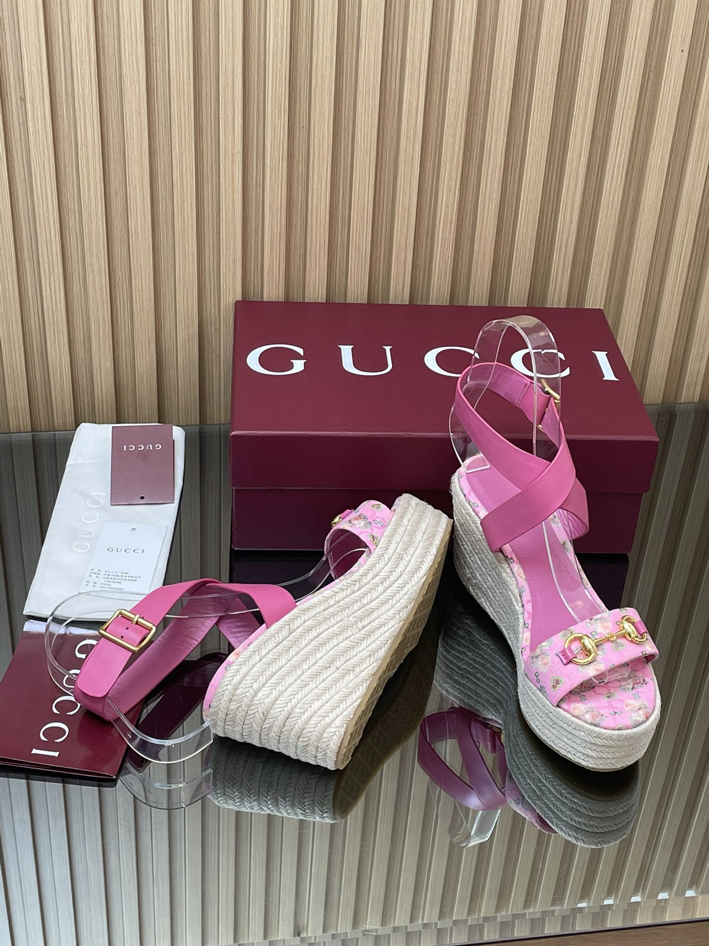 GUCCI グッチ フラットシューズ フラワー柄 エスパドリーユ ピンク 全1色 - 画像 8