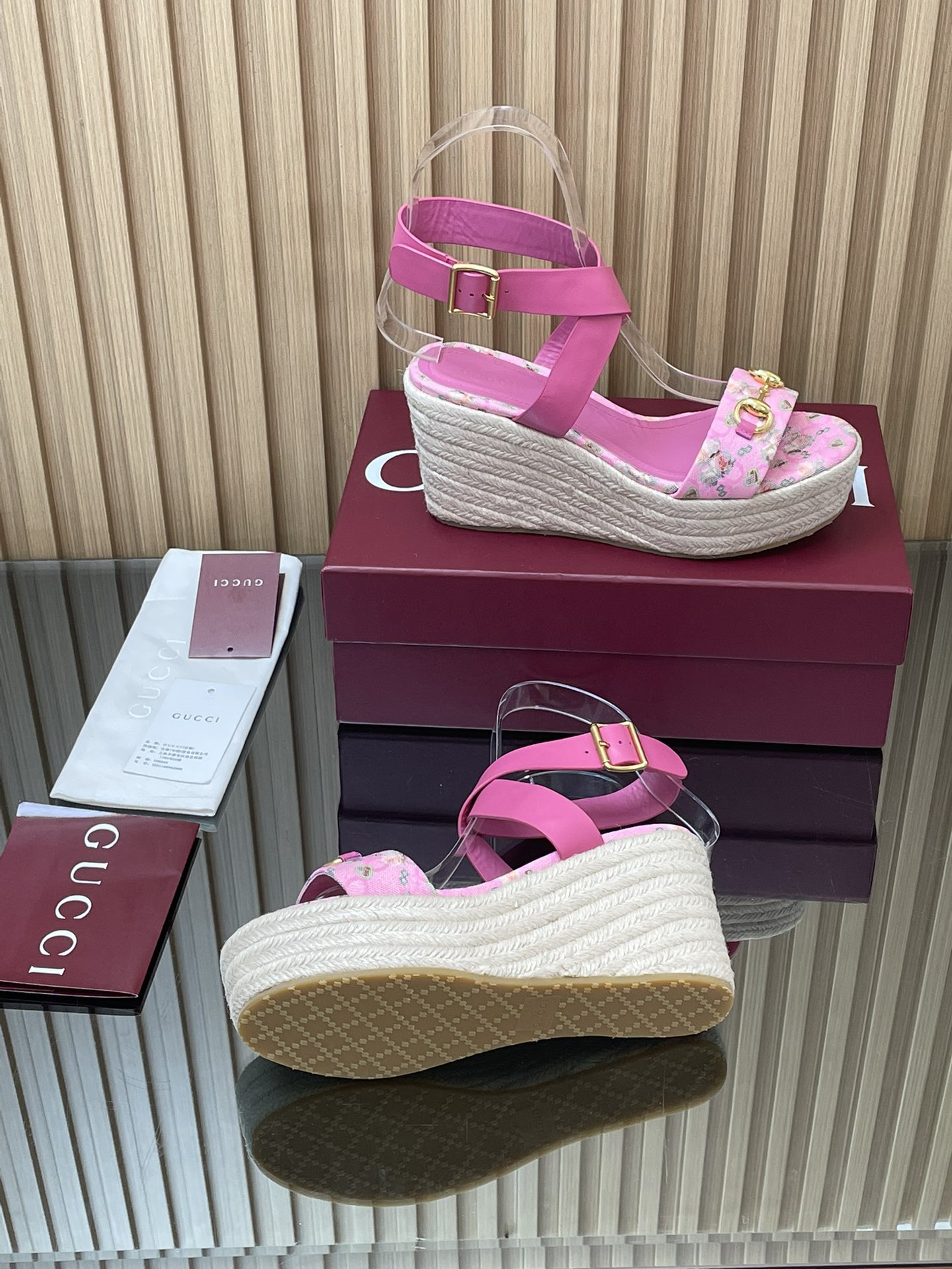 GUCCI グッチ フラットシューズ フラワー柄 エスパドリーユ ピンク 全1色 - 画像 9