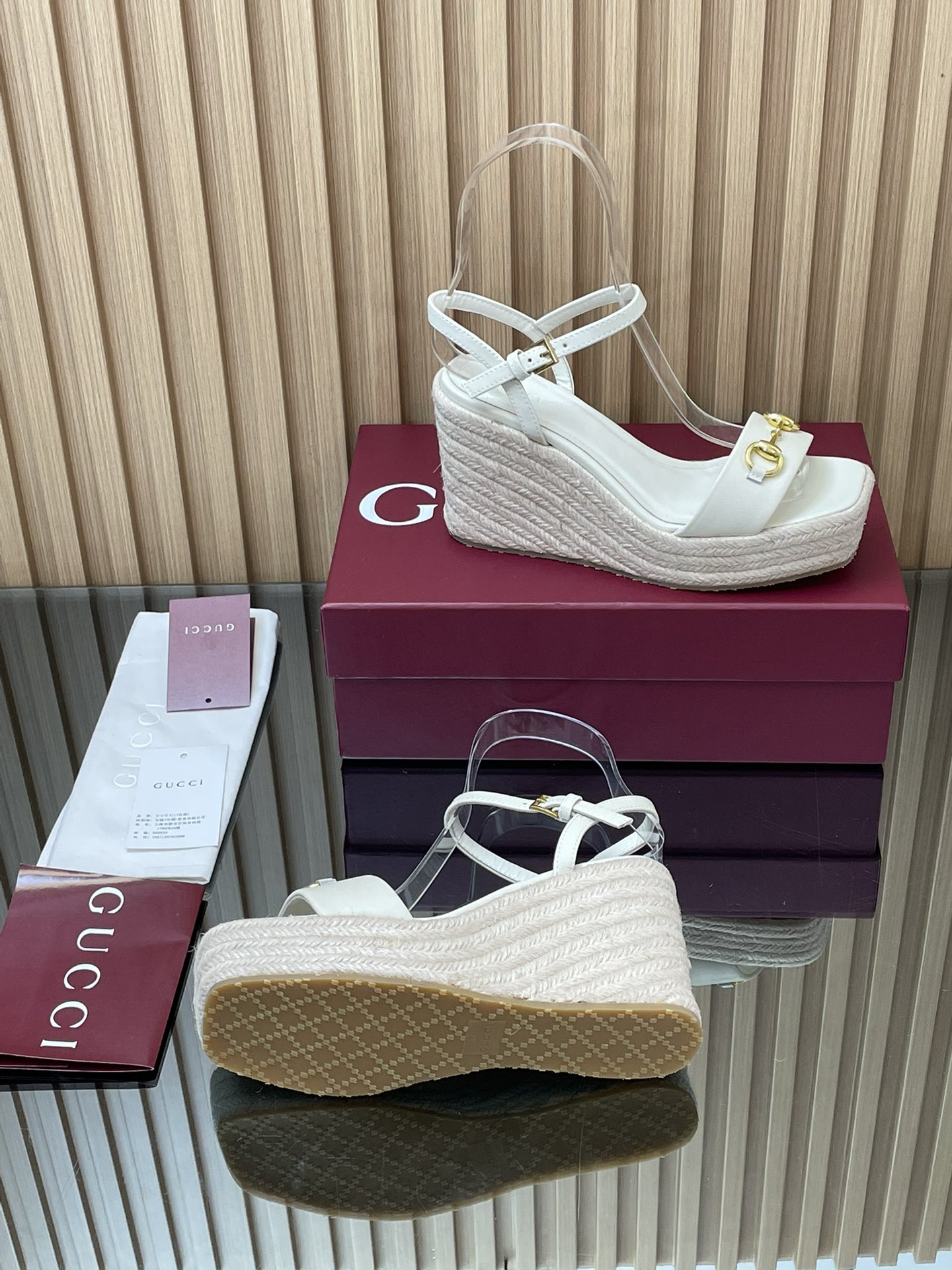 GUCCI グッチ フラットシューズ インソール付き レディース 白色 - 画像 9