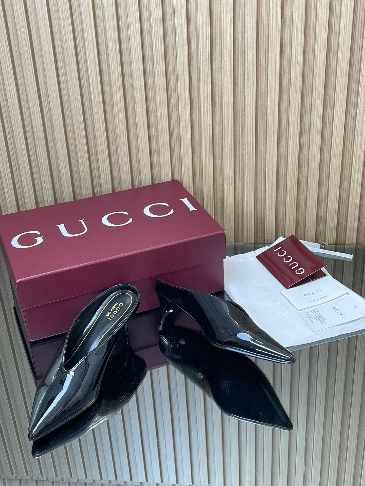 GUCCI グッチ ミュール フラットシューズ 本革 ブラック - 画像 7