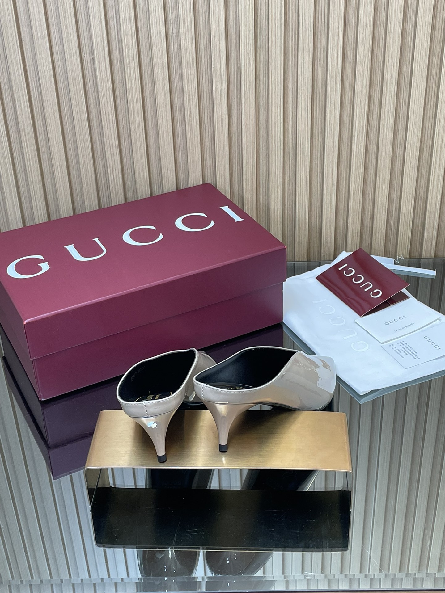 GUCCI グッチ ミュール ハイヒール フラットシューズ ベージュ - 画像 5