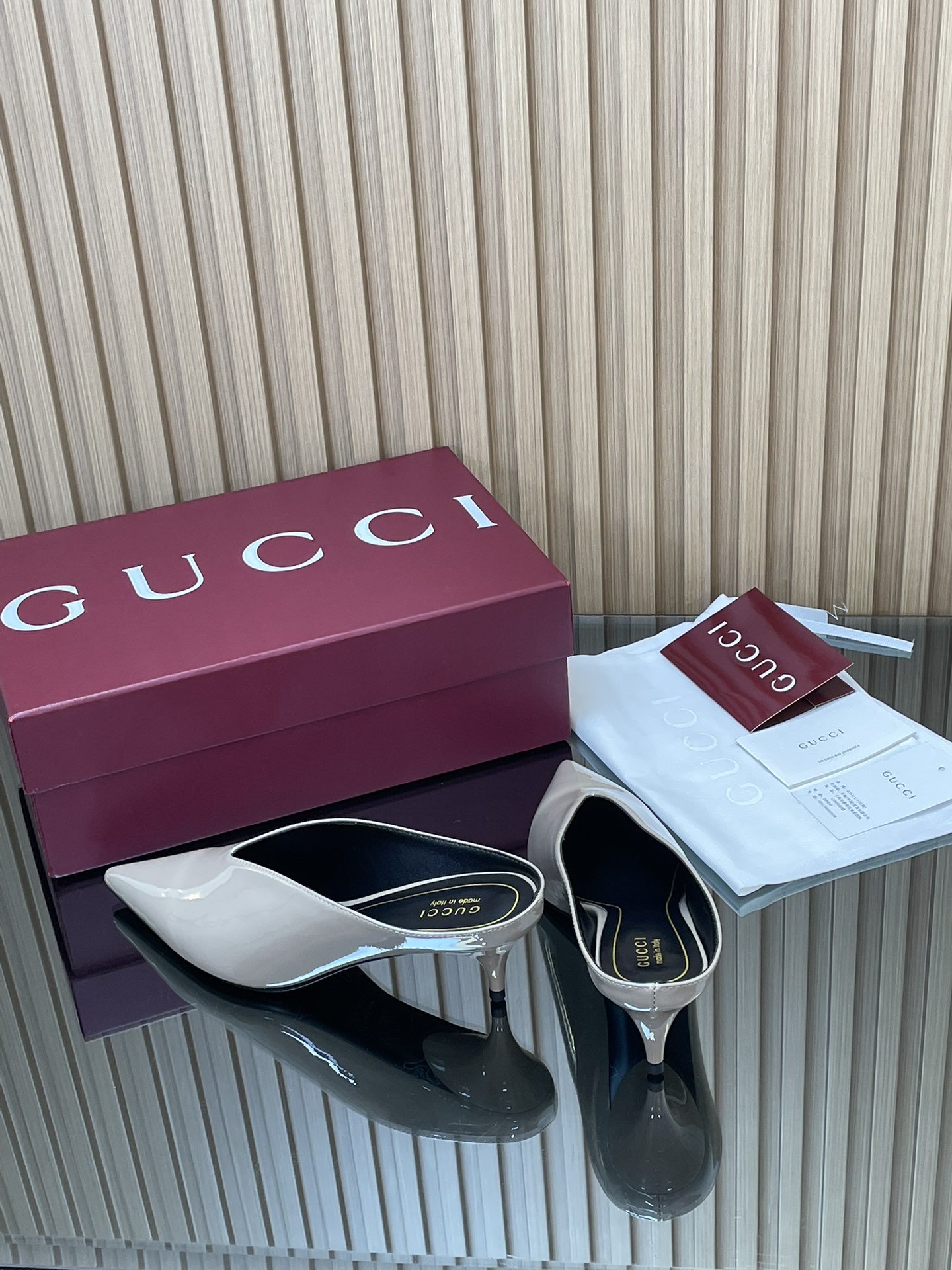 GUCCI グッチ ミュール ハイヒール フラットシューズ ベージュ - 画像 6