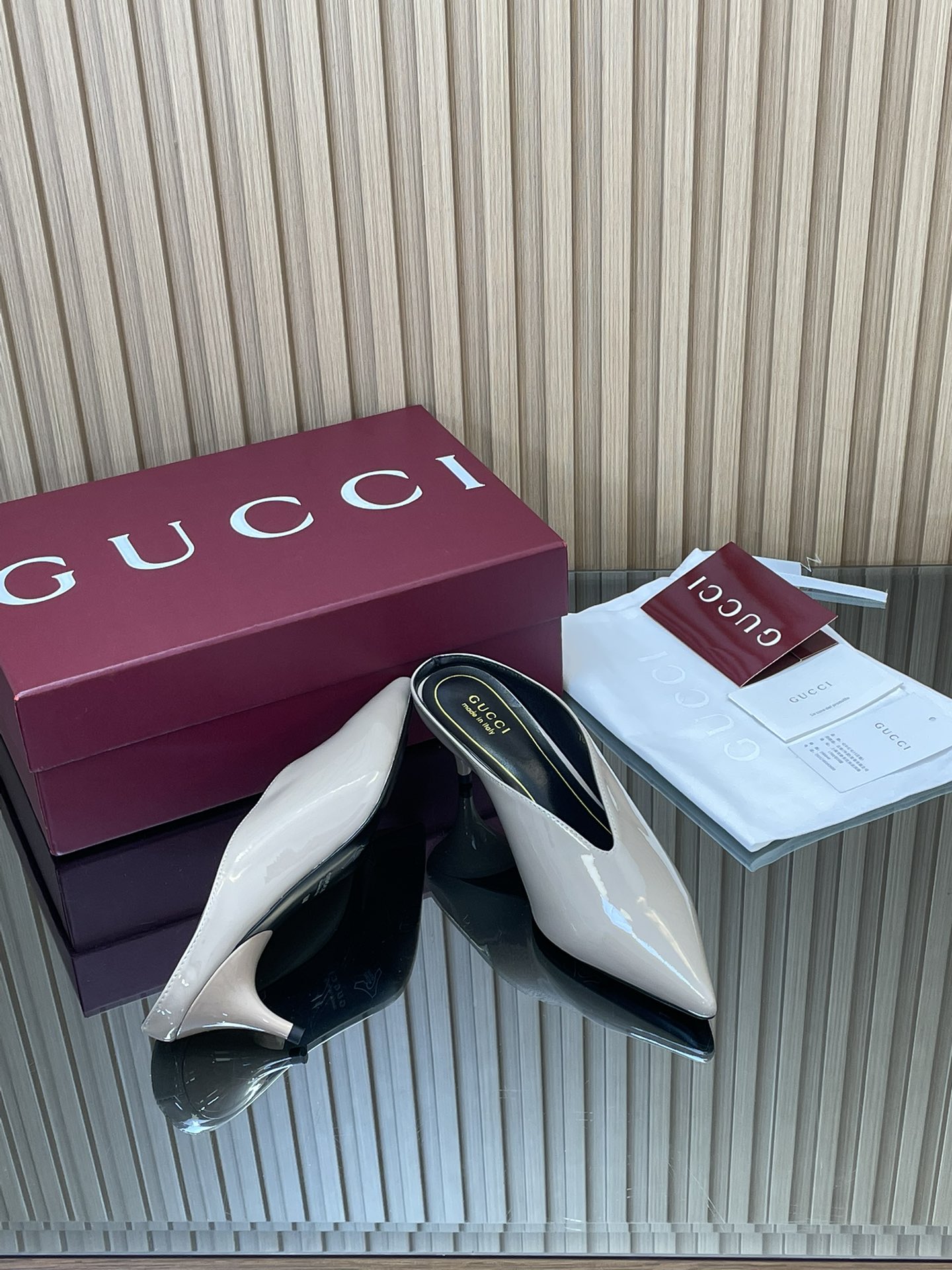 GUCCI グッチ ミュール ハイヒール フラットシューズ ベージュ - 画像 8