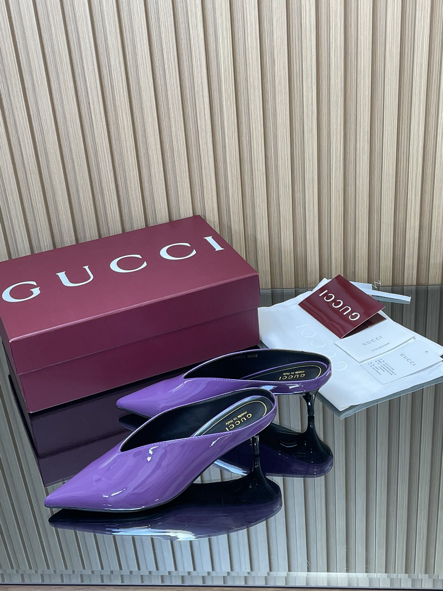 GUCCI グッチ フラットシューズ ポインテッドトゥ パンプス ブラック 37.5 38 39 40 41 42 - 画像 4