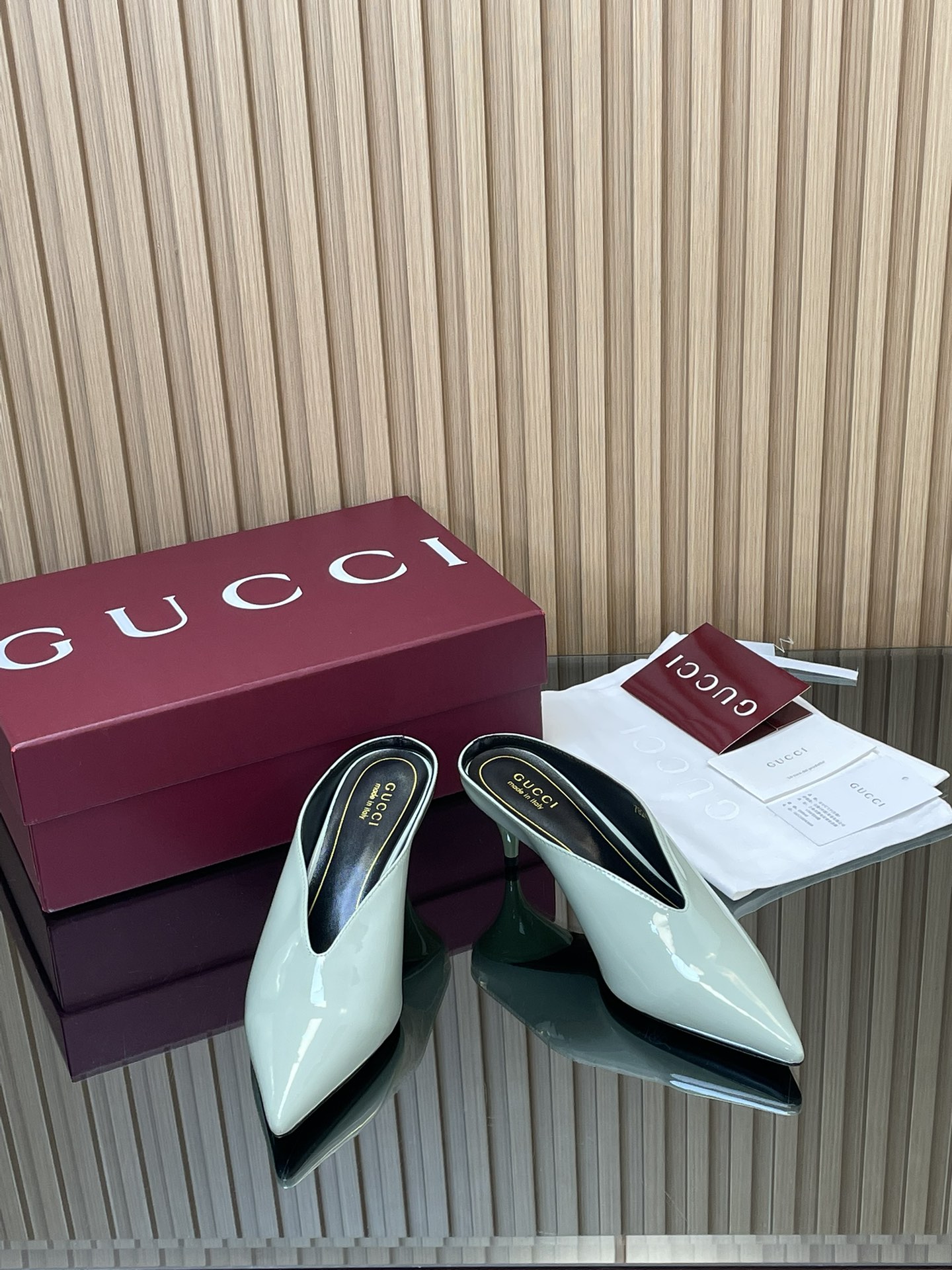 GUCCI グッチ ミラーレットハイヒール シューズ ブラック 全1色 - 画像 2