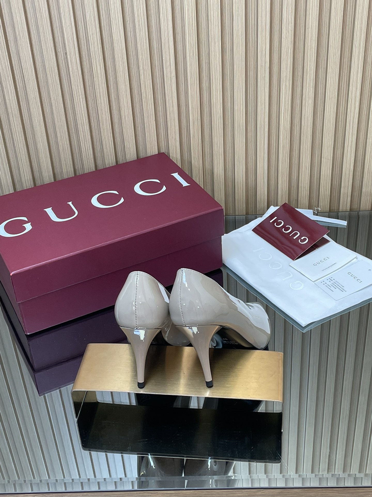 GUCCI グッチ ヘeled ポインテッドトゥ レースアップ ブラック 445833 - 画像 5