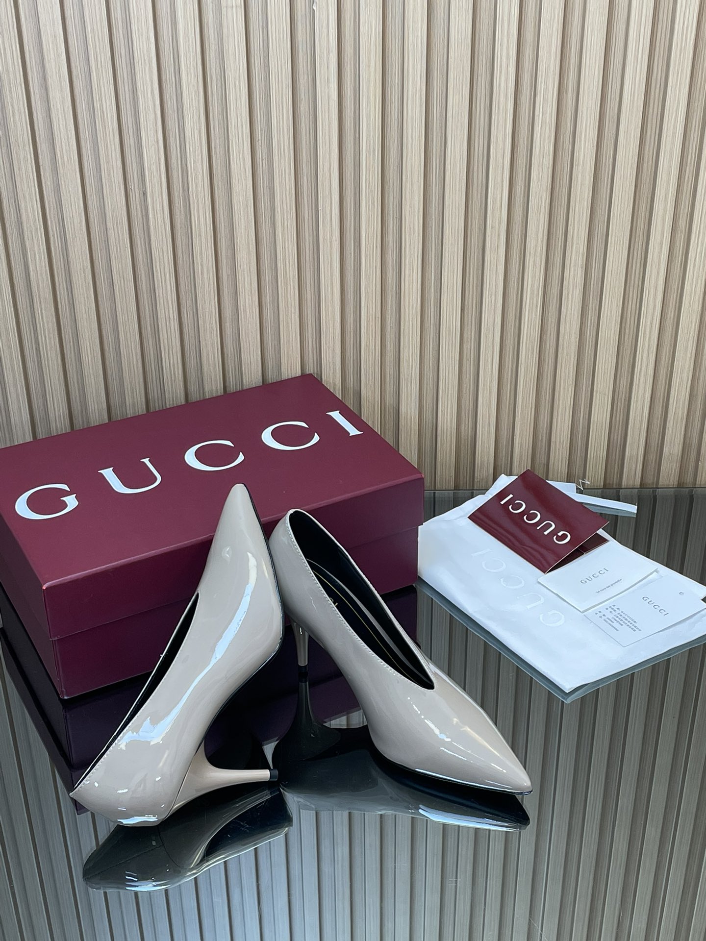 GUCCI グッチ ヘeled ポインテッドトゥ レースアップ ブラック 445833 - 画像 8