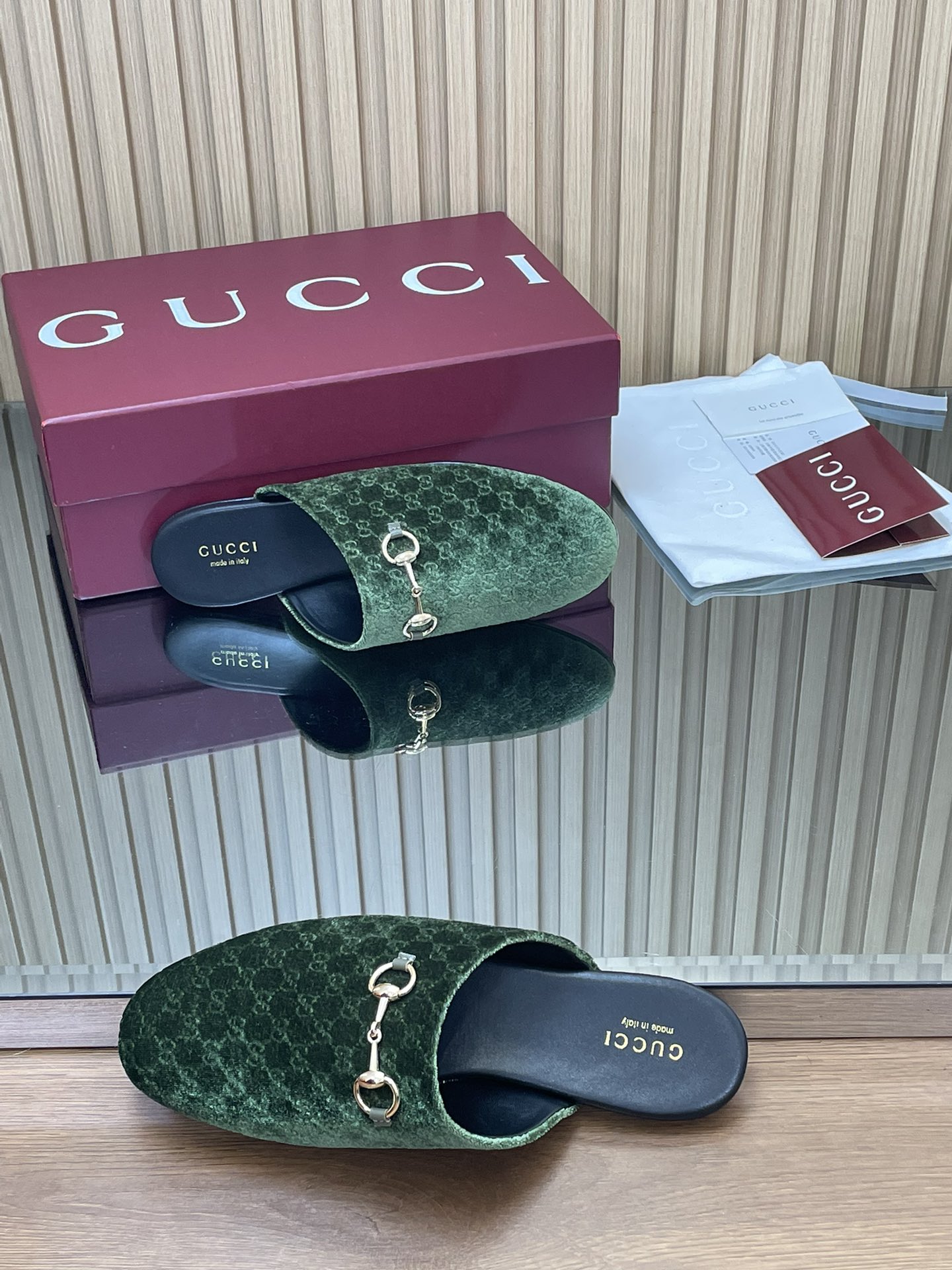 GUCCI グッチ フラットシューズ 本革 シルク ブラック - 画像 7