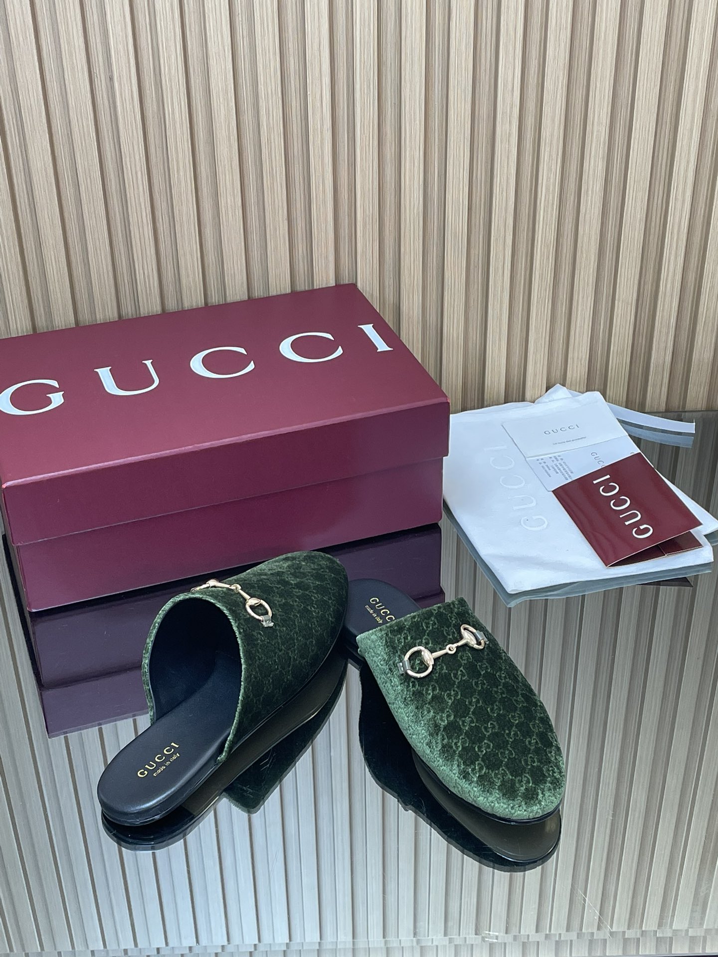 GUCCI グッチ フラットシューズ 本革 シルク ブラック - 画像 8
