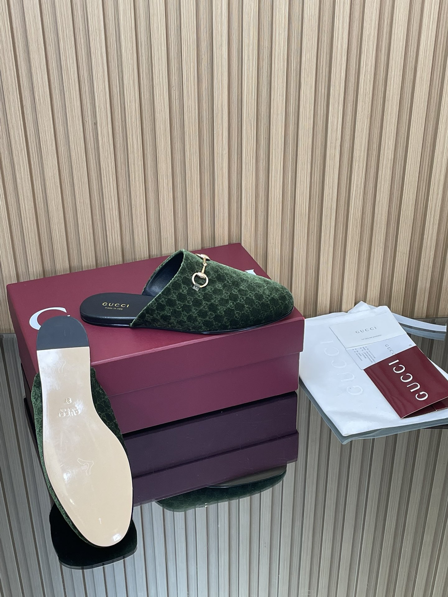 GUCCI グッチ フラットシューズ 本革 シルク ブラック - 画像 9