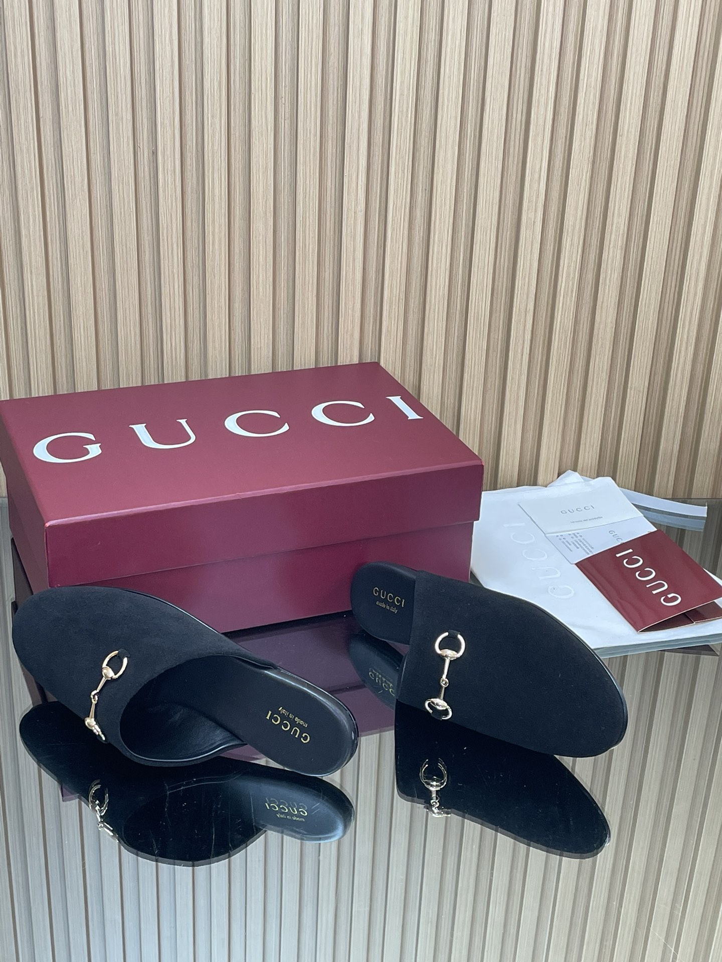 GUCCI グッチ フラットシューズ 本革 ブラック - 画像 8