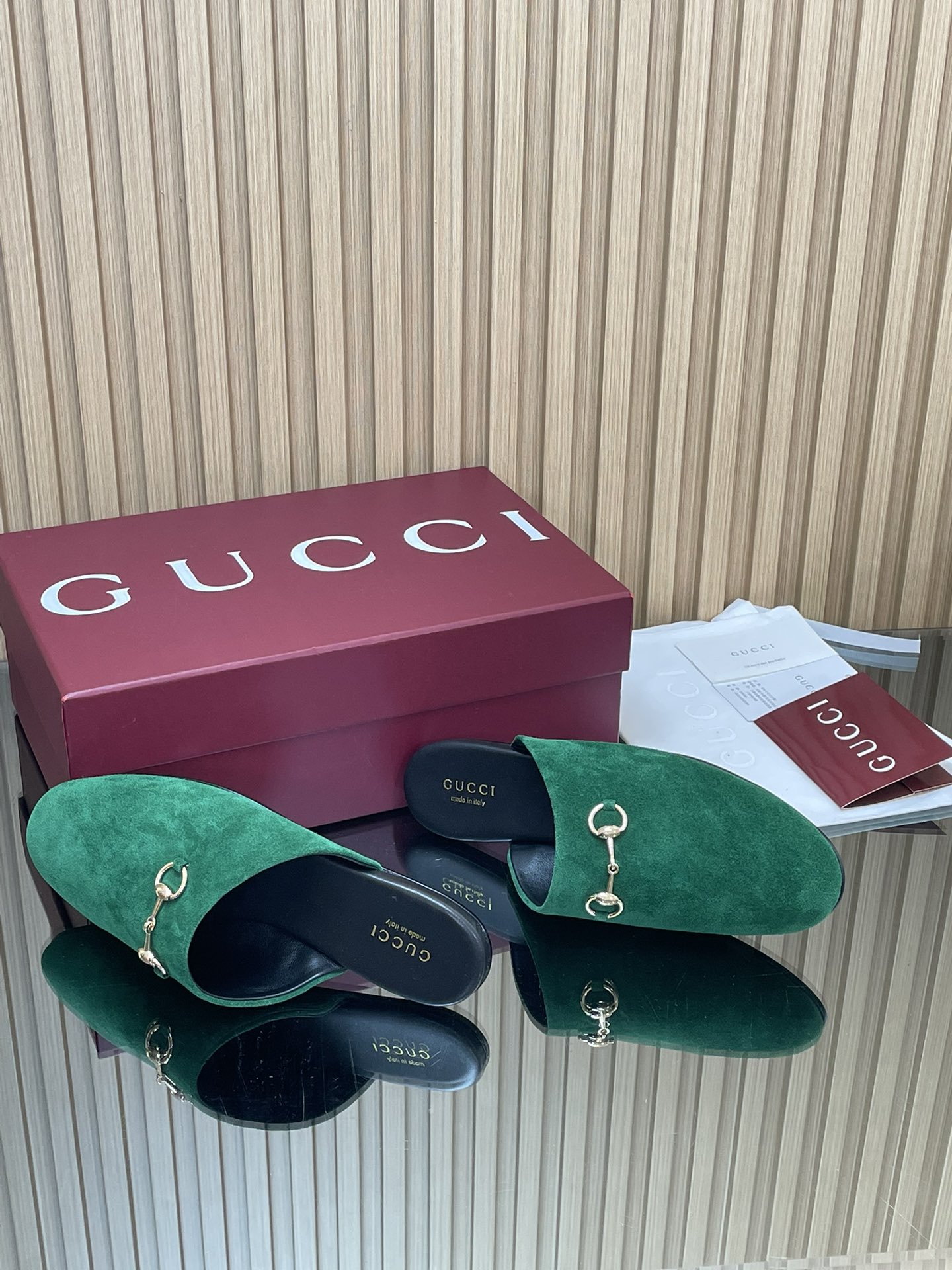 GUCCI グッチ フラットシューズ 本革 メンズ レディース グリーン - 画像 8