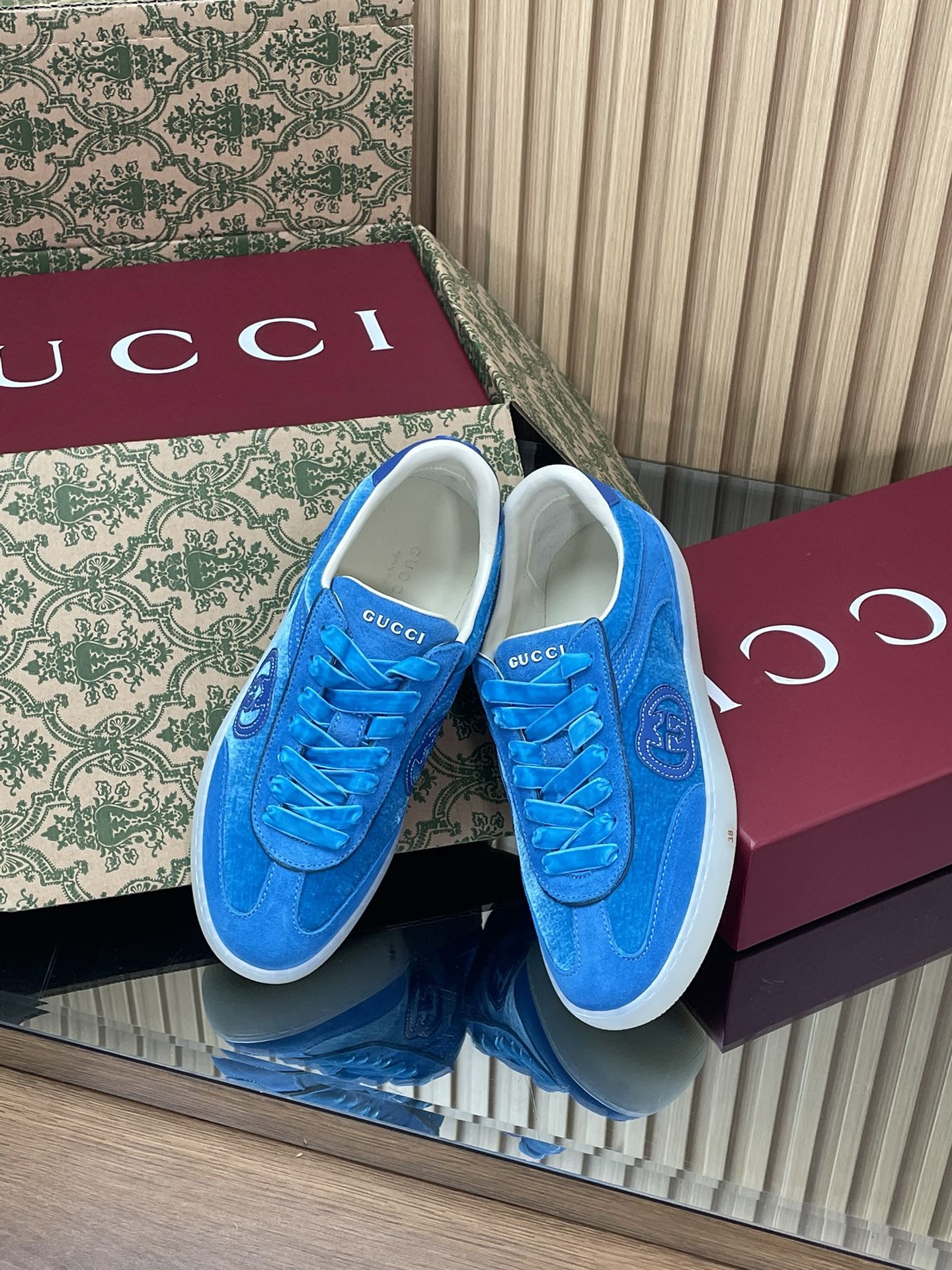 GUCCI グッチ フラットシューズ 本革 ブルー