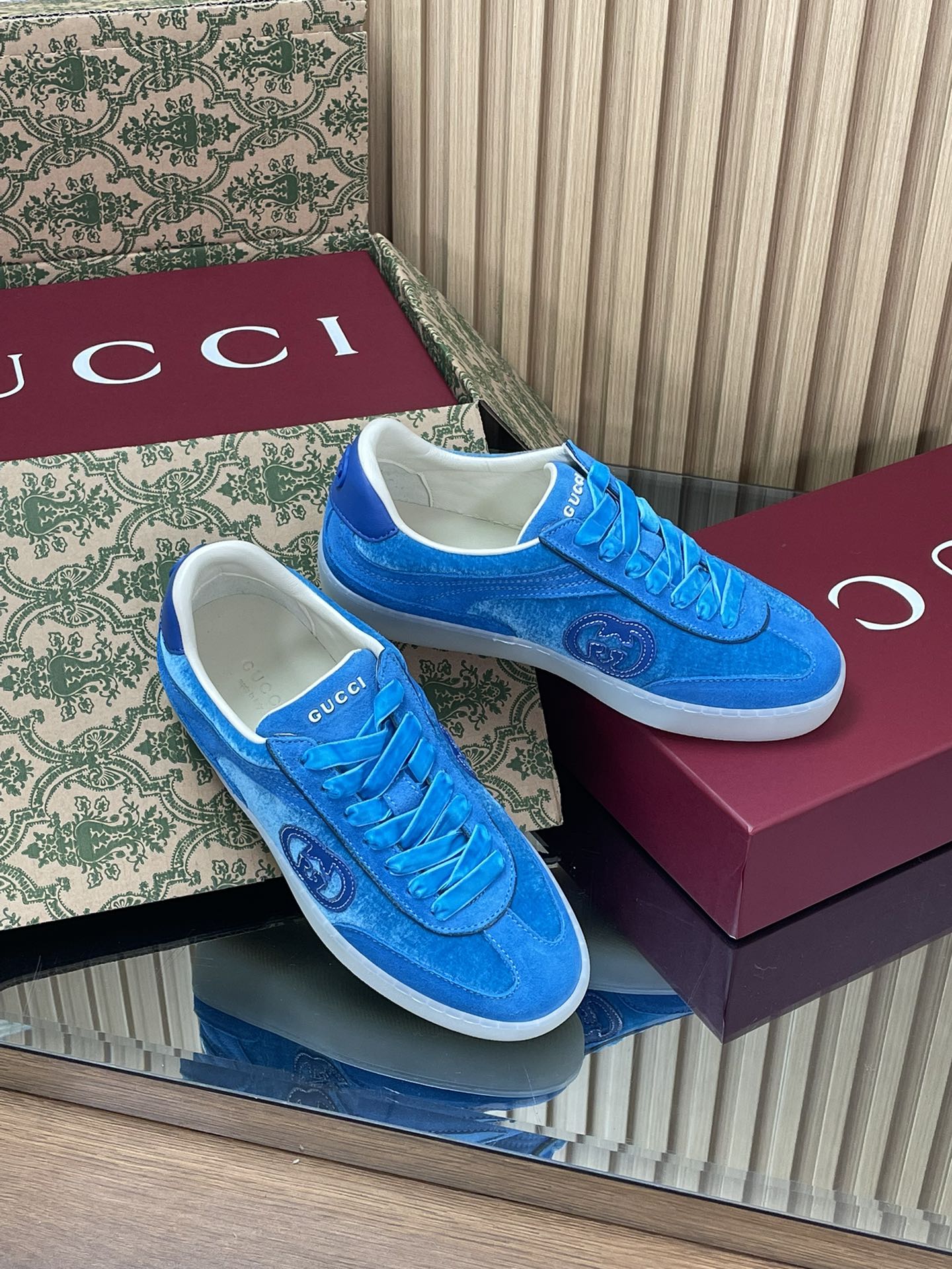 GUCCI グッチ フラットシューズ 本革 ブルー - 画像 2