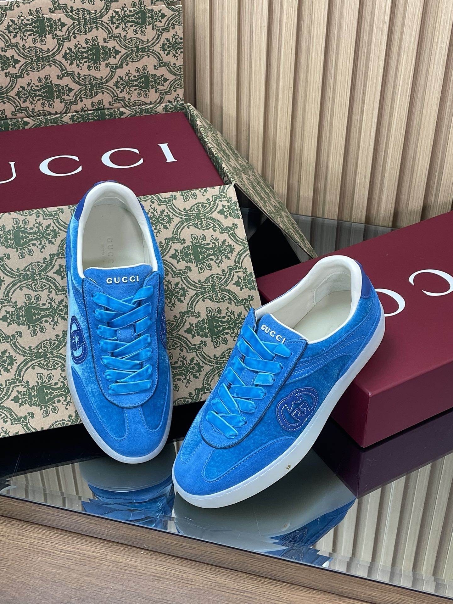 GUCCI グッチ フラットシューズ 本革 ブルー - 画像 3