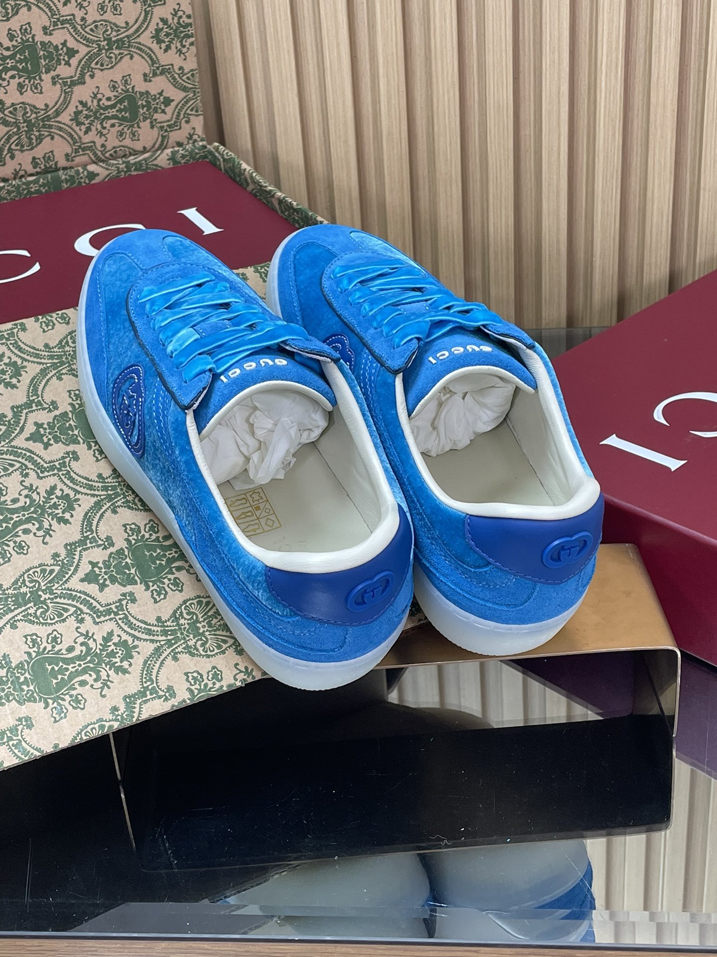 GUCCI グッチ フラットシューズ 本革 ブルー - 画像 5