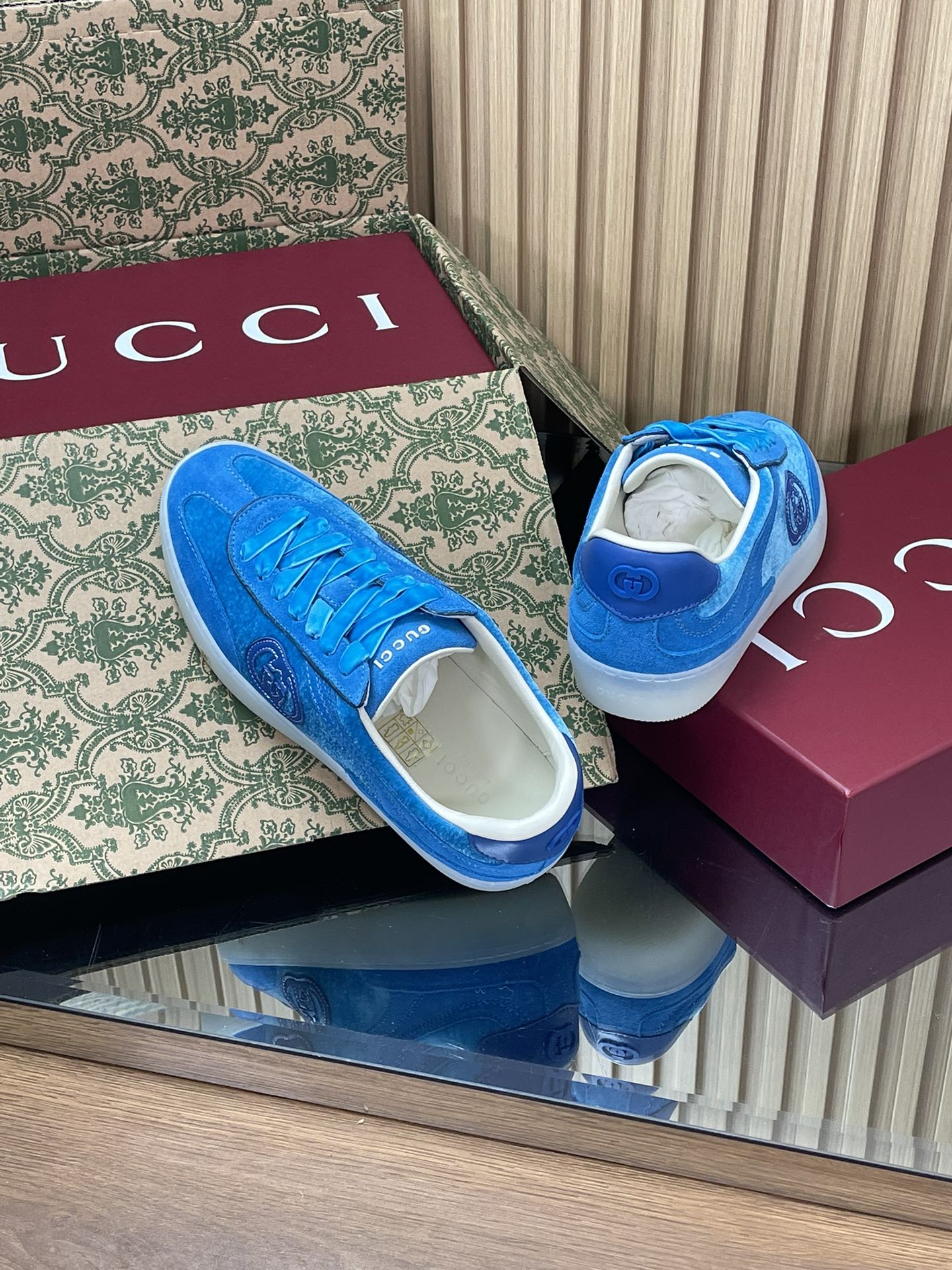 GUCCI グッチ フラットシューズ 本革 ブルー - 画像 6
