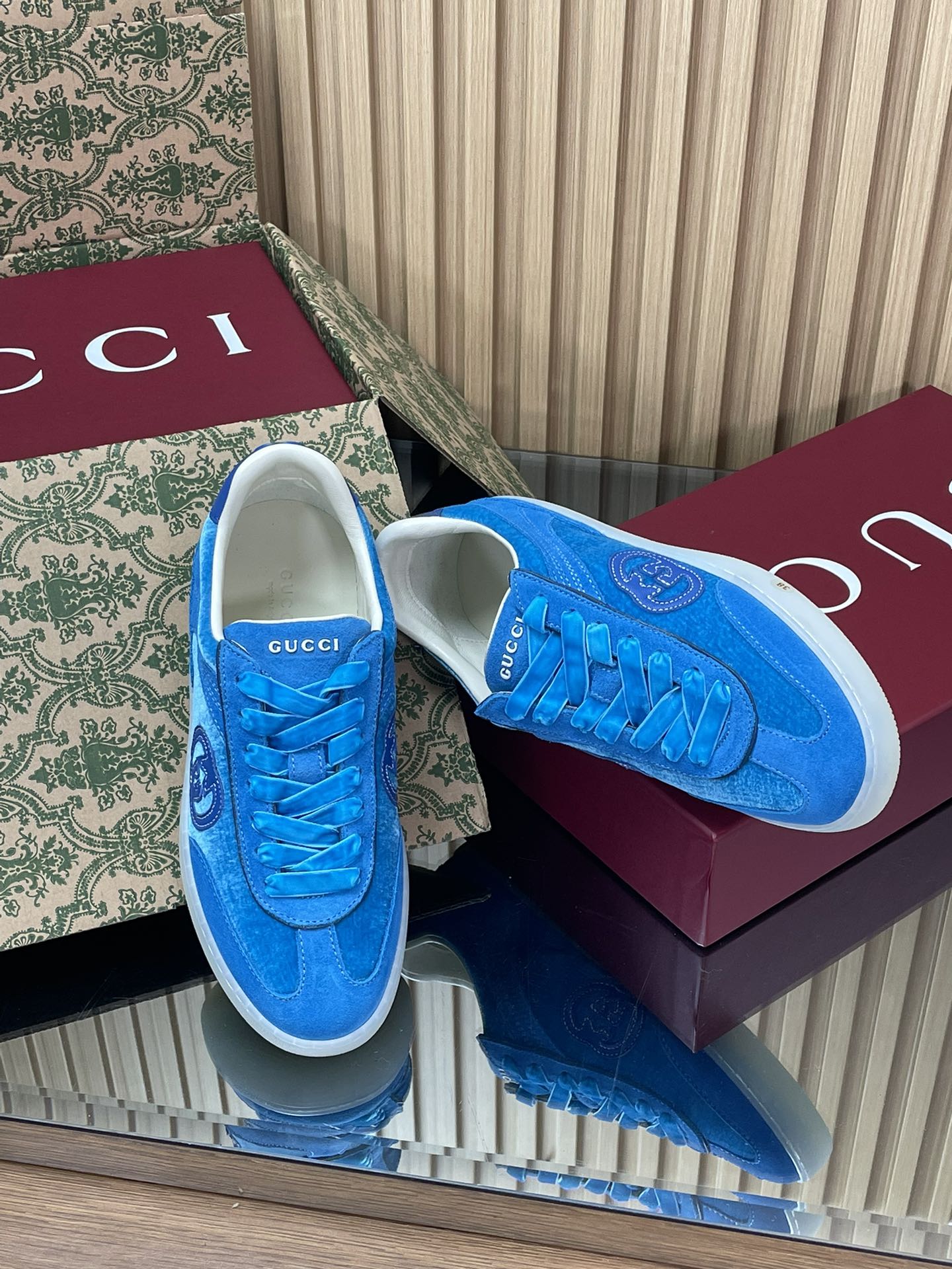 GUCCI グッチ フラットシューズ 本革 ブルー - 画像 7