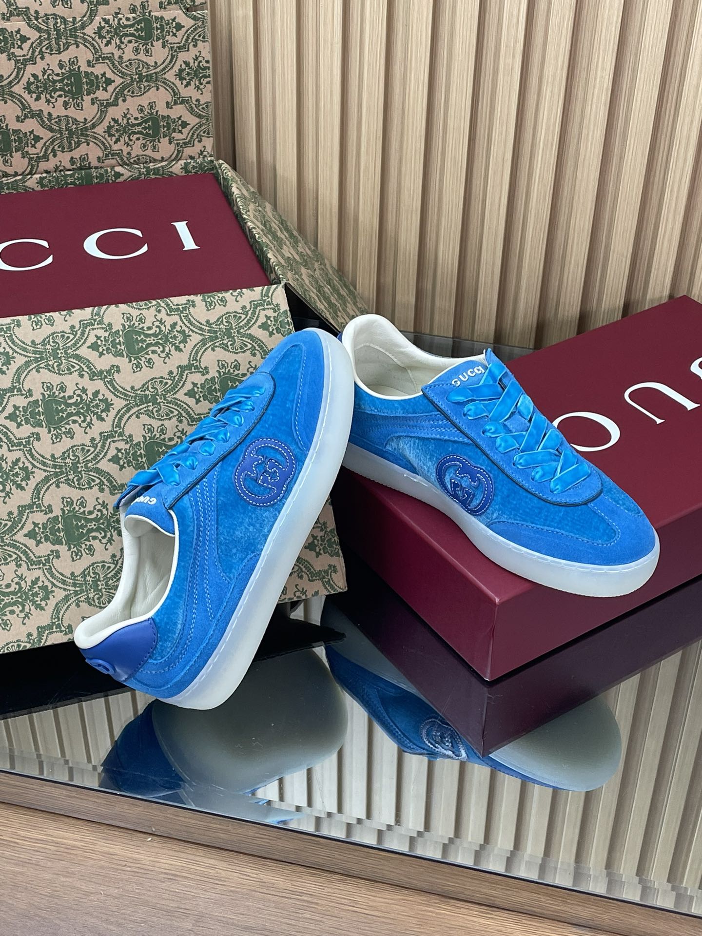 GUCCI グッチ フラットシューズ 本革 ブルー - 画像 8