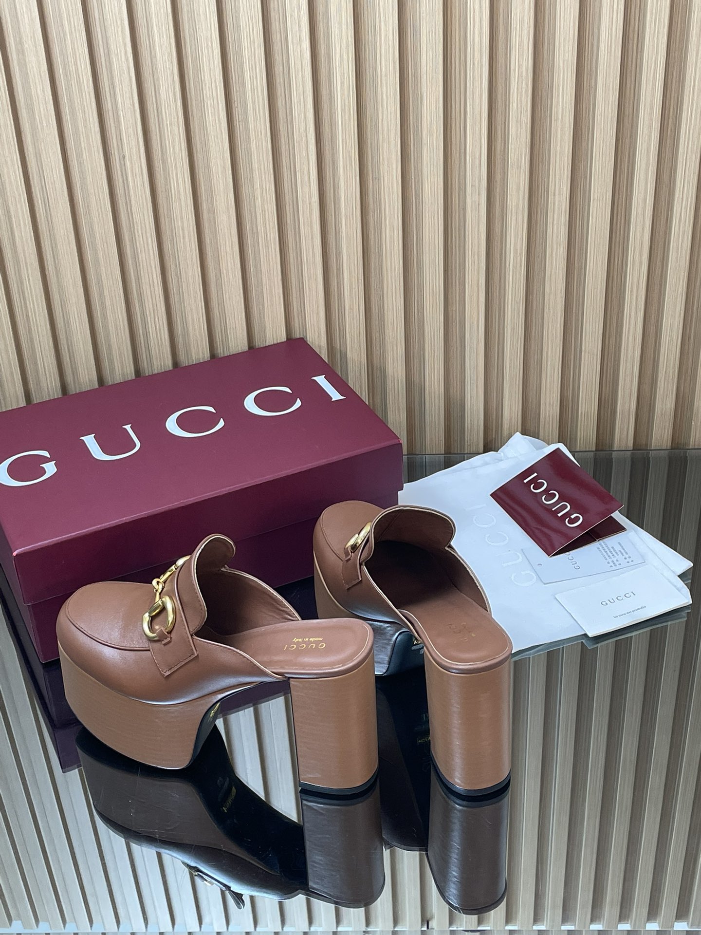 GUCCI グッチ フラットシューズ メンズ レディース 本革 プラットフォーム ブラック 37字 - 画像 6