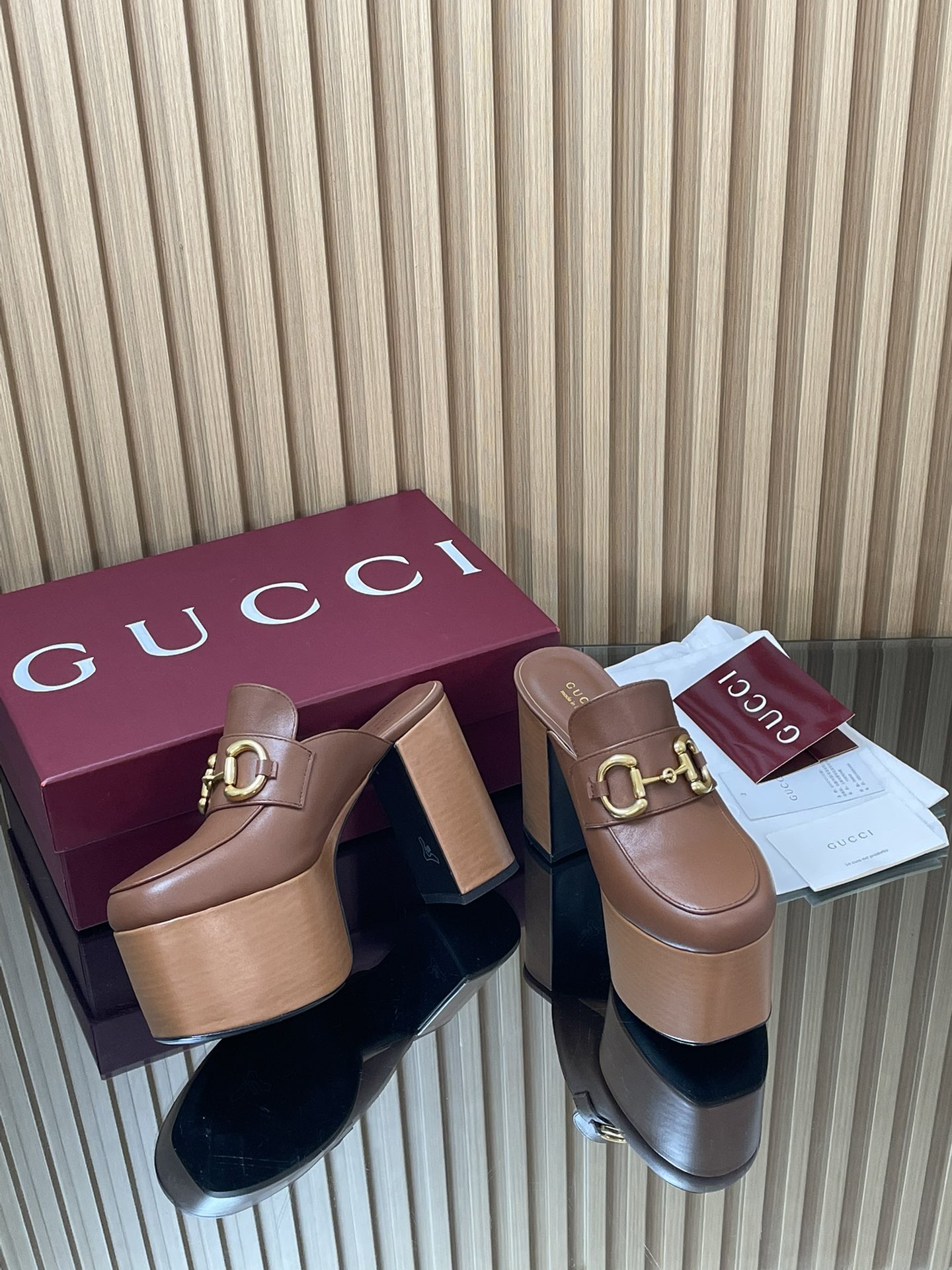 GUCCI グッチ フラットシューズ メンズ レディース 本革 プラットフォーム ブラック 37字 - 画像 7