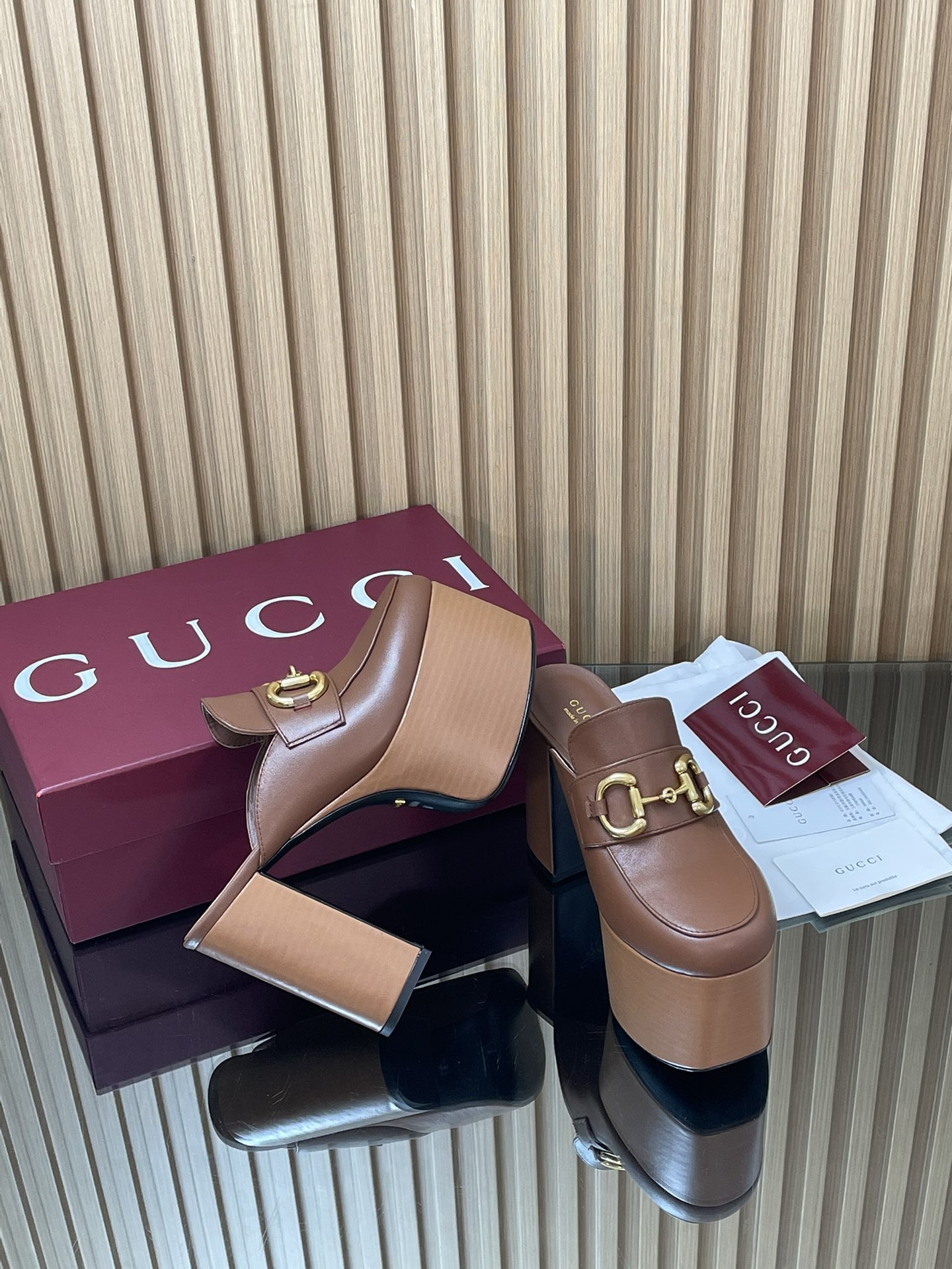 GUCCI グッチ フラットシューズ メンズ レディース 本革 プラットフォーム ブラック 37字 - 画像 8