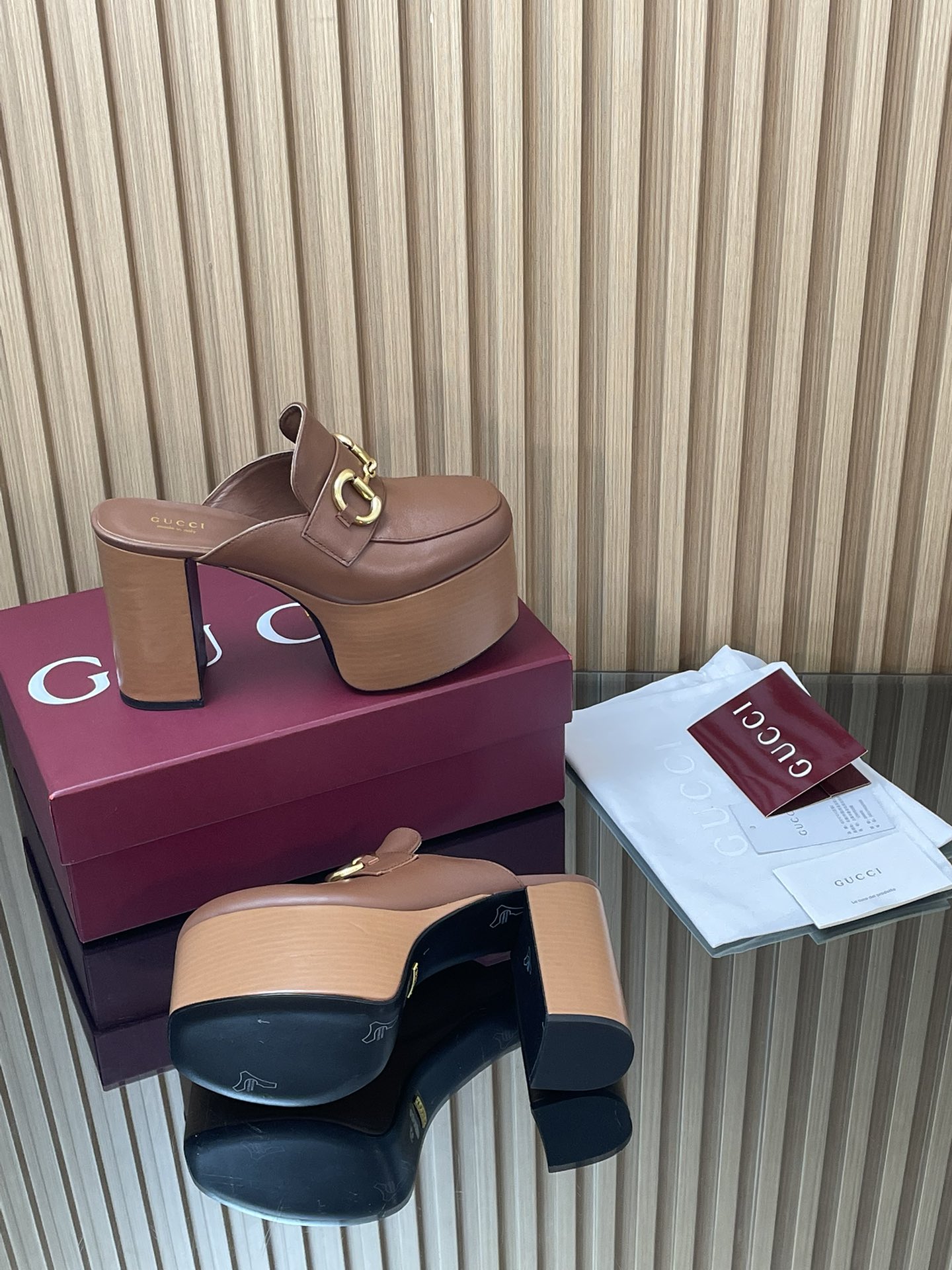 GUCCI グッチ フラットシューズ メンズ レディース 本革 プラットフォーム ブラック 37字 - 画像 9