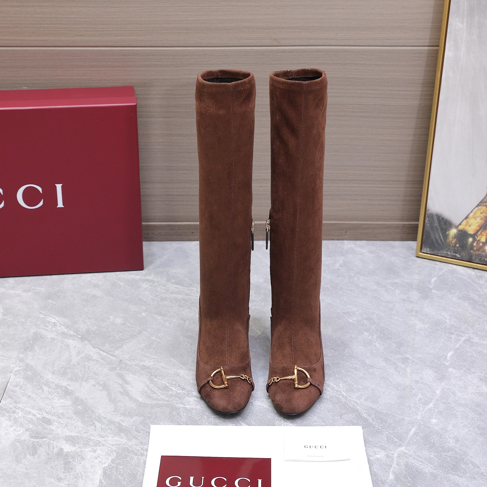 GUCCI グッチ レディース レースアップブーツ 本革 通勤 通学 ブラック - 画像 3
