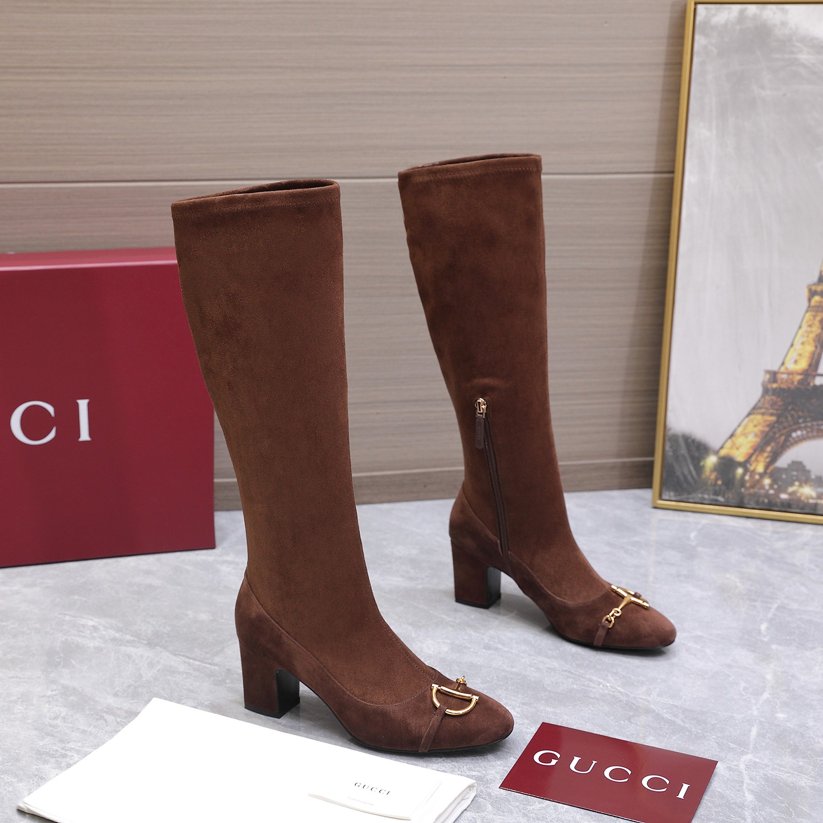 GUCCI グッチ レディース レースアップブーツ 本革 通勤 通学 ブラック - 画像 5
