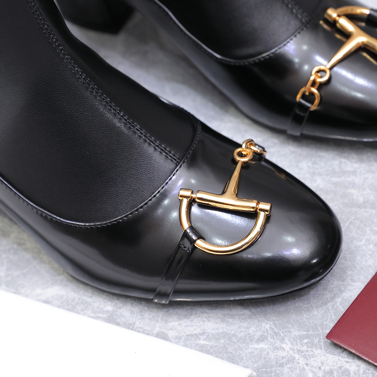 GUCCI グッチ レディース ロングブーツ 本革 ゴールド金具 ブラック - 画像 9