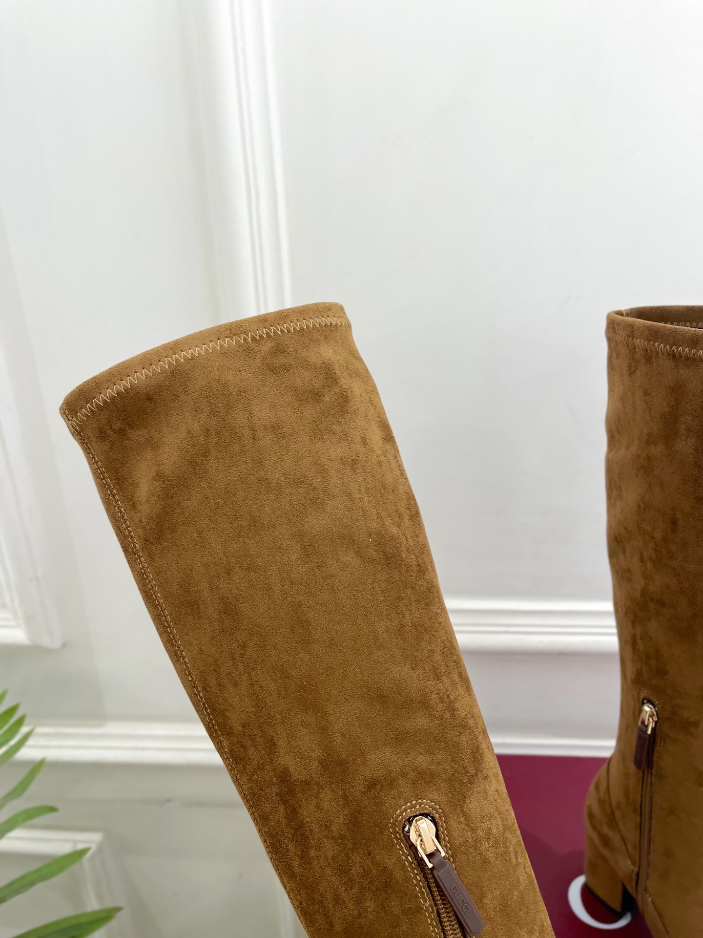 GUCCI グッチ レディース ブーツ 本革 通勤 シルク ブラウン - 画像 6