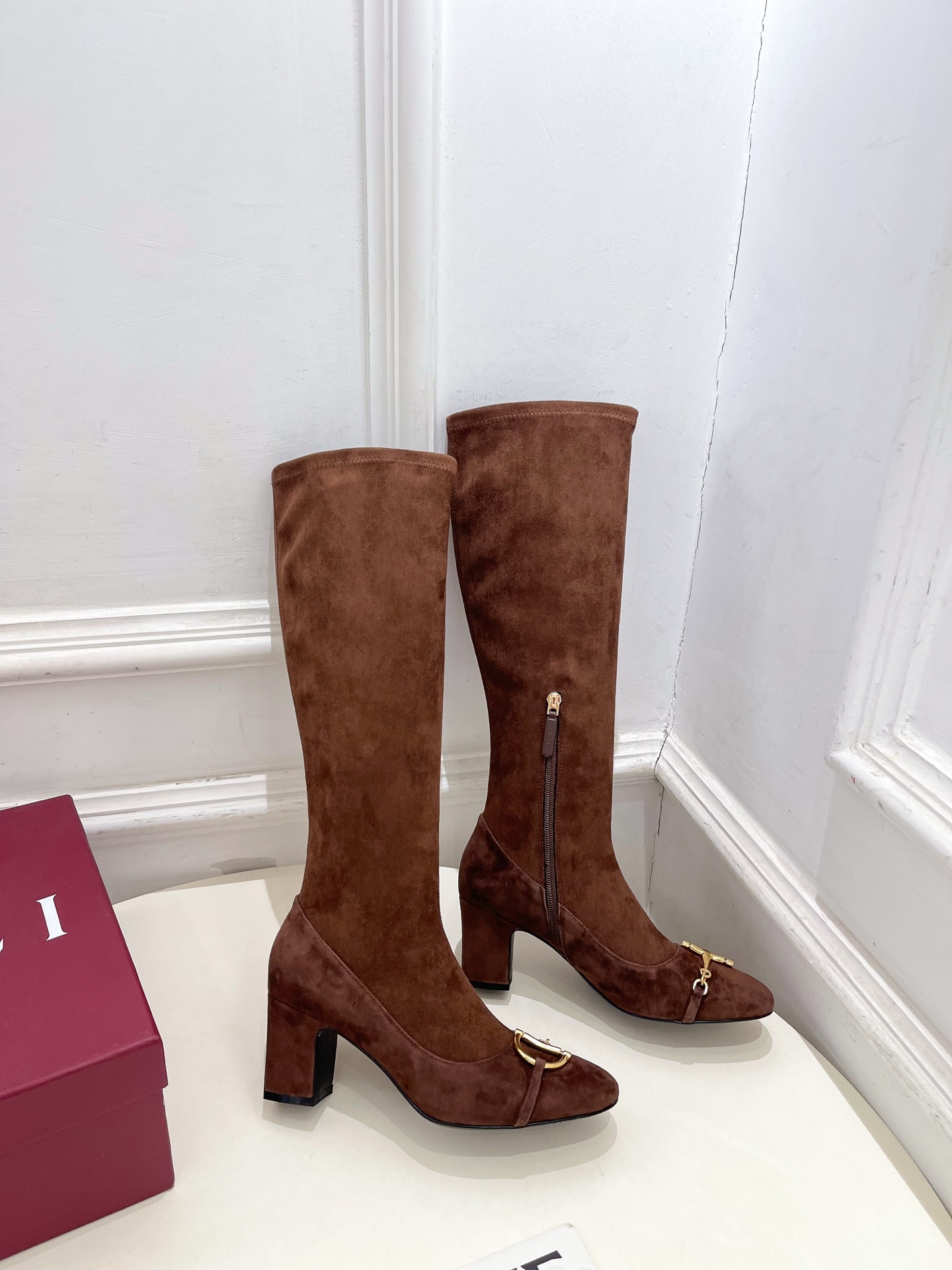 GUCCI グッチ レディース ゴートレインブーツ 本革 ブラック