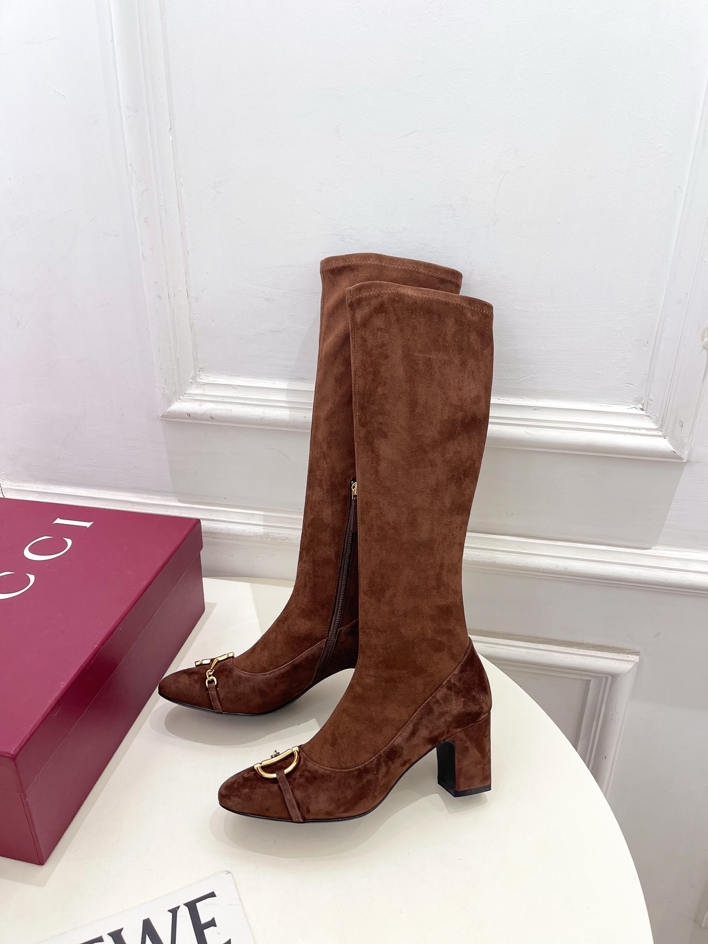 GUCCI グッチ レディース ゴートレインブーツ 本革 ブラック - 画像 3