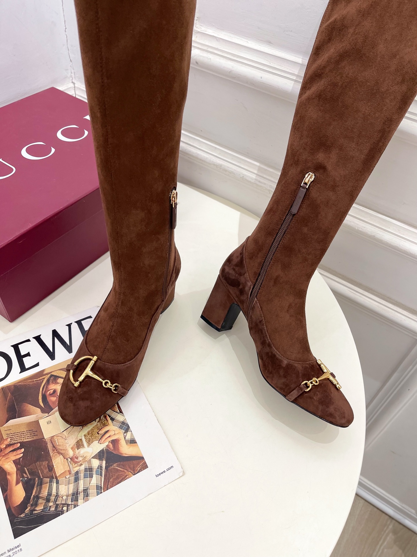 GUCCI グッチ レディース ゴートレインブーツ 本革 ブラック - 画像 5