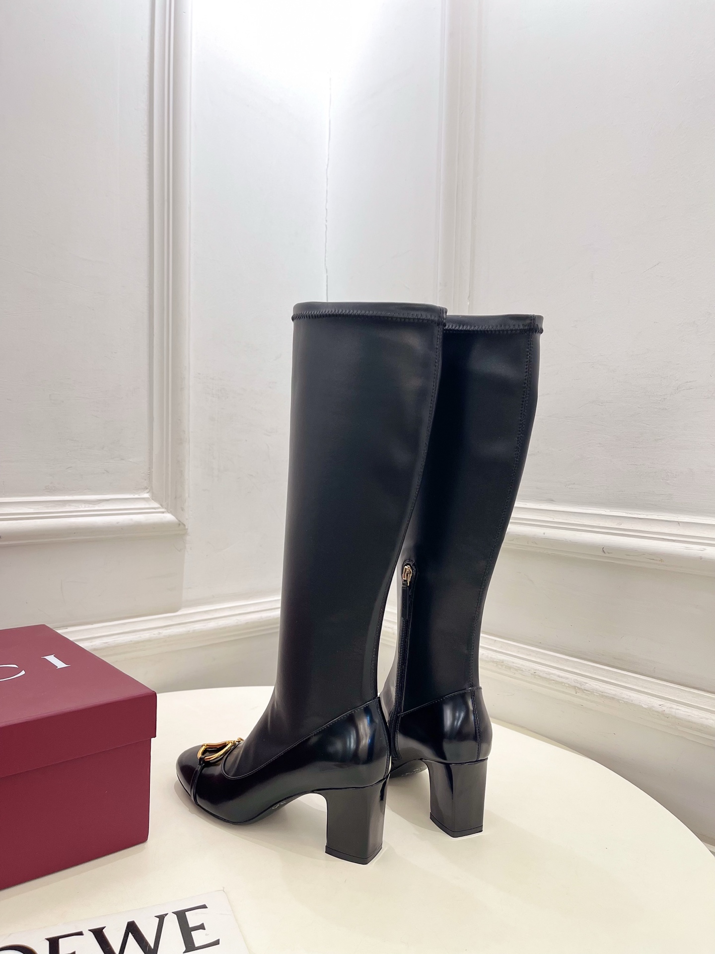 GUCCI グッチ レディース レインブーツ 本革 ロングブーツ ブラック - 画像 7