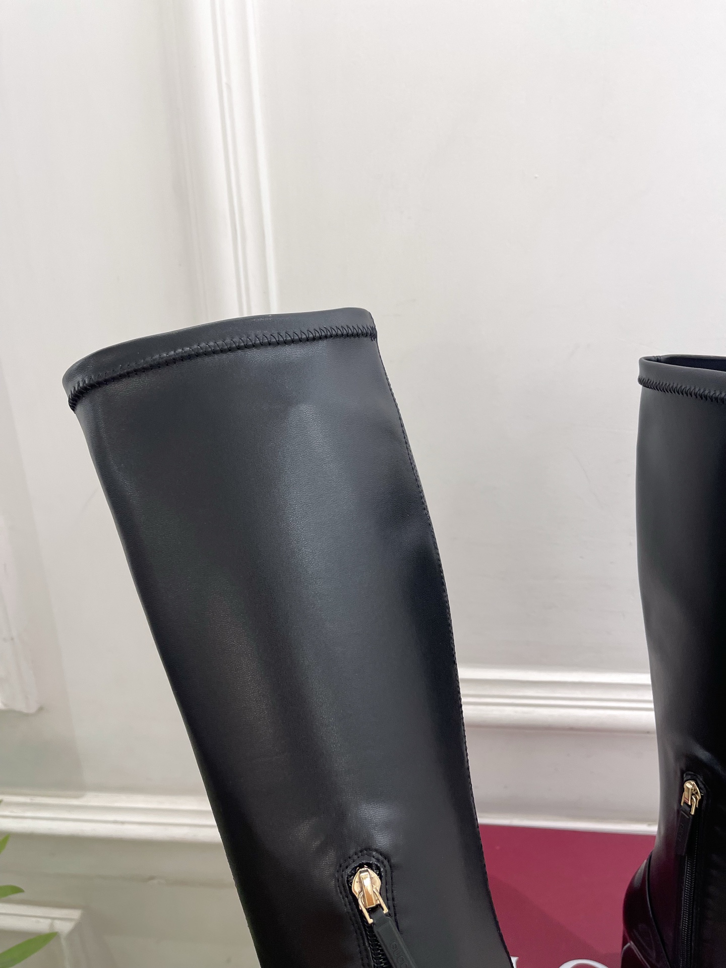 GUCCI グッチ レディース レインブーツ 本革 ロングブーツ ブラック - 画像 8