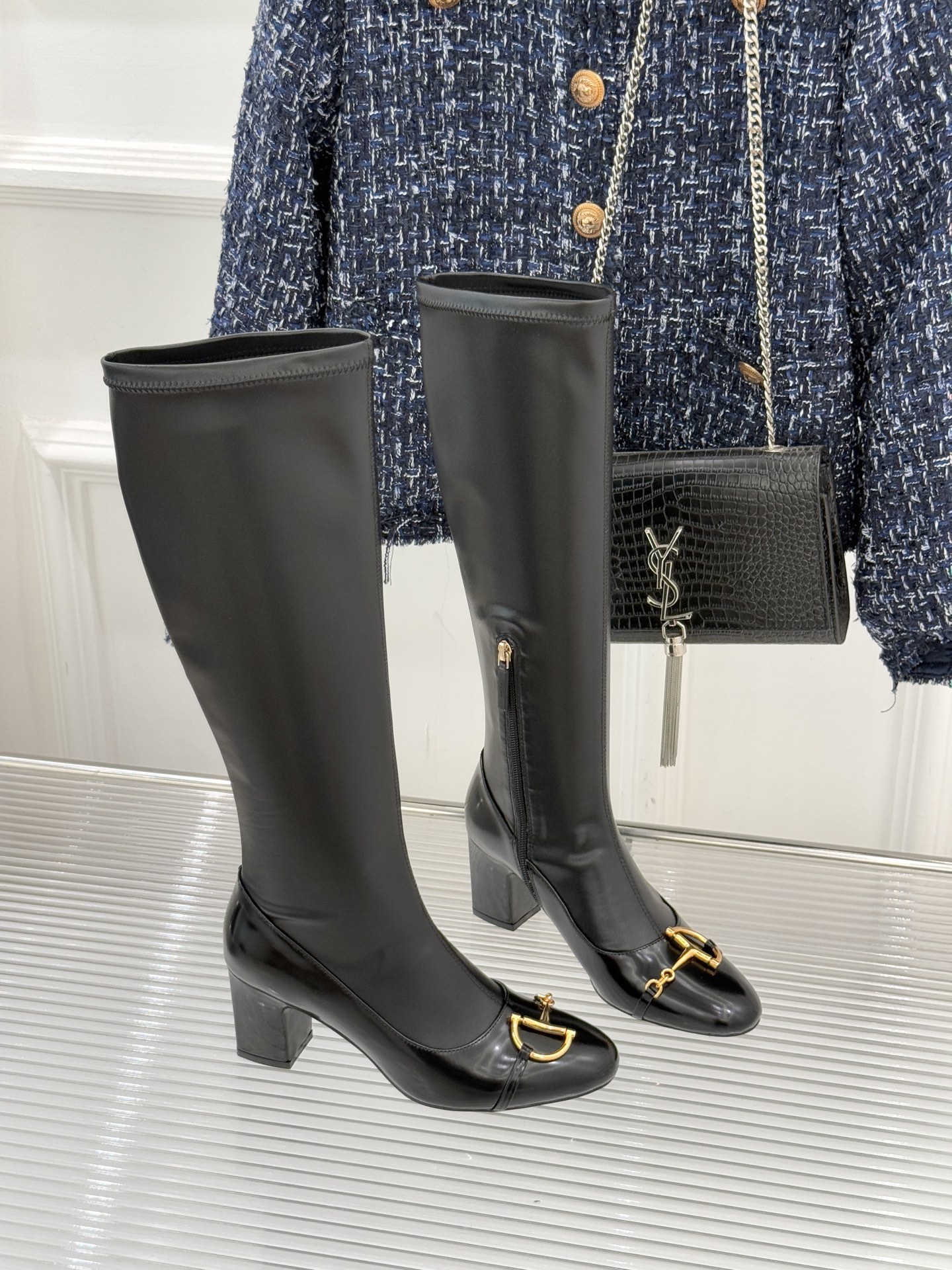 GUCCI グッチ レGGブローチ ブーツ ブラック - 画像 3